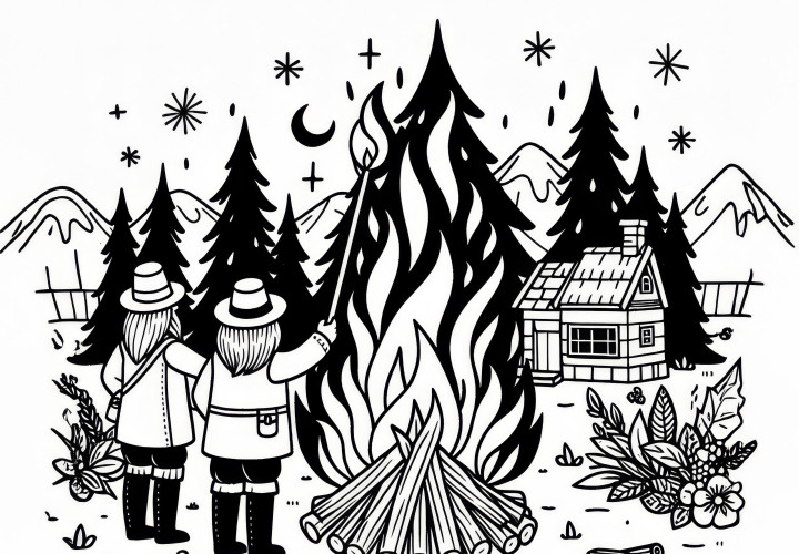 Campfire for Martin's Festival: Simple Coloring Template (Free) Campfire for St. Martin's Day: Simple Coloring Template (Free)