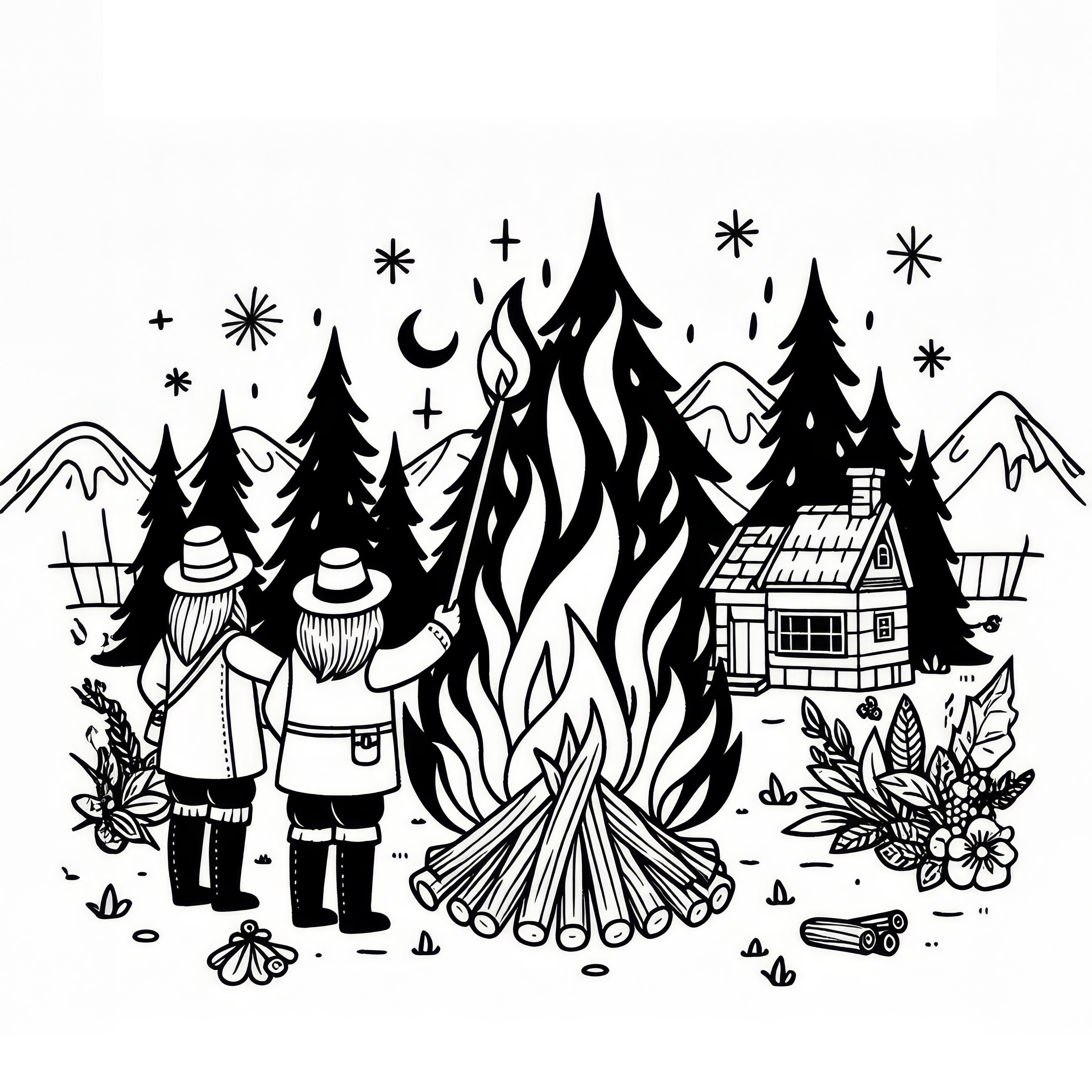 Campfire for Martin's Feast: Simple Coloring Template (Free) Campfire for Martin's Festival: Simple Coloring Template (Free)