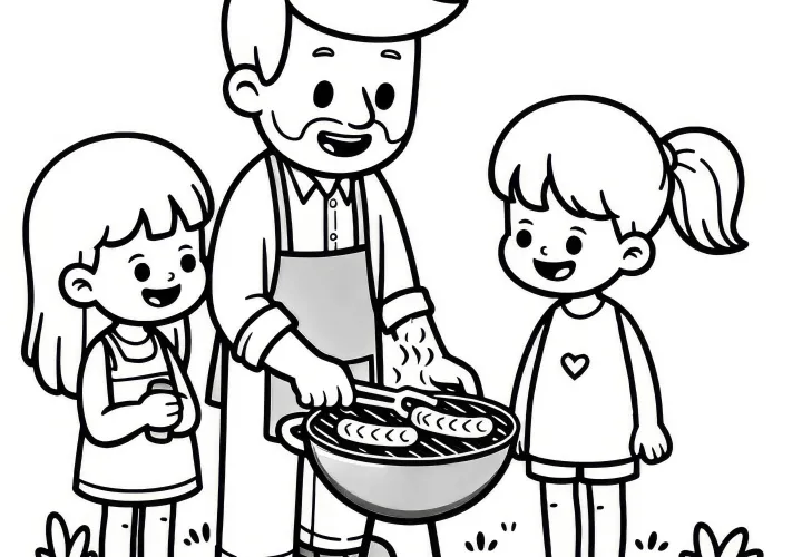 Az apa grillpartit tart gyerekekkel az apák napján: ingyenes kifestő