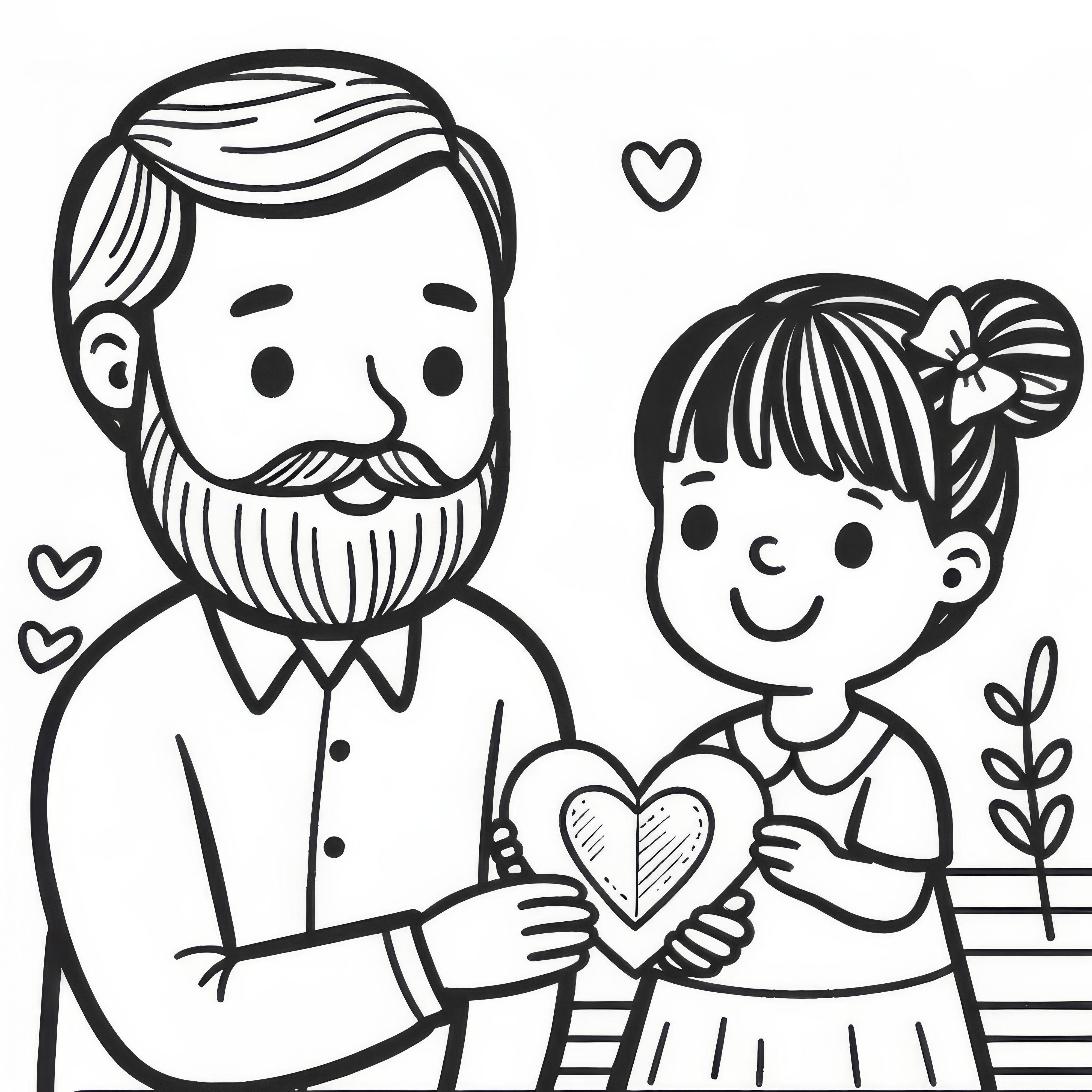 子供は紙製のハートを父に贈る：父の日の塗り絵（無料）