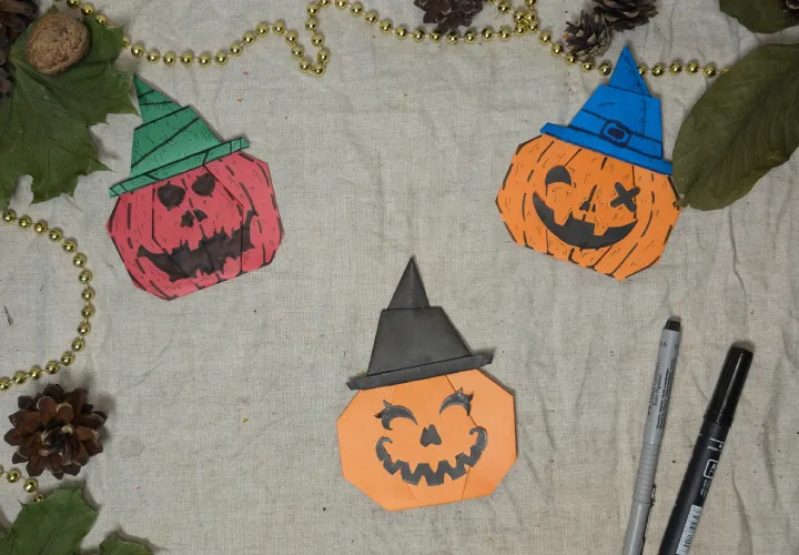 Wajah labu origami untuk Halloween: petunjuk membuat dengan video, foto, dan teks