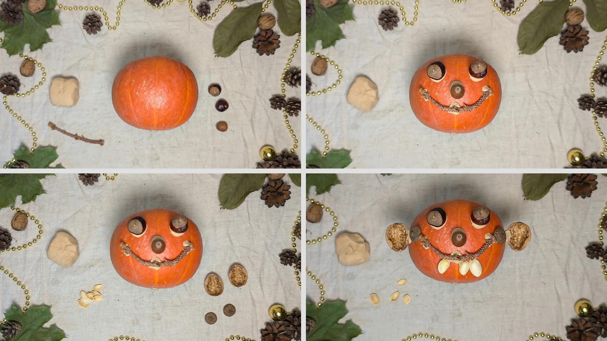 ハロウィンのかぼちゃの顔：写真とテキストの手順で説明している。 Bild 1