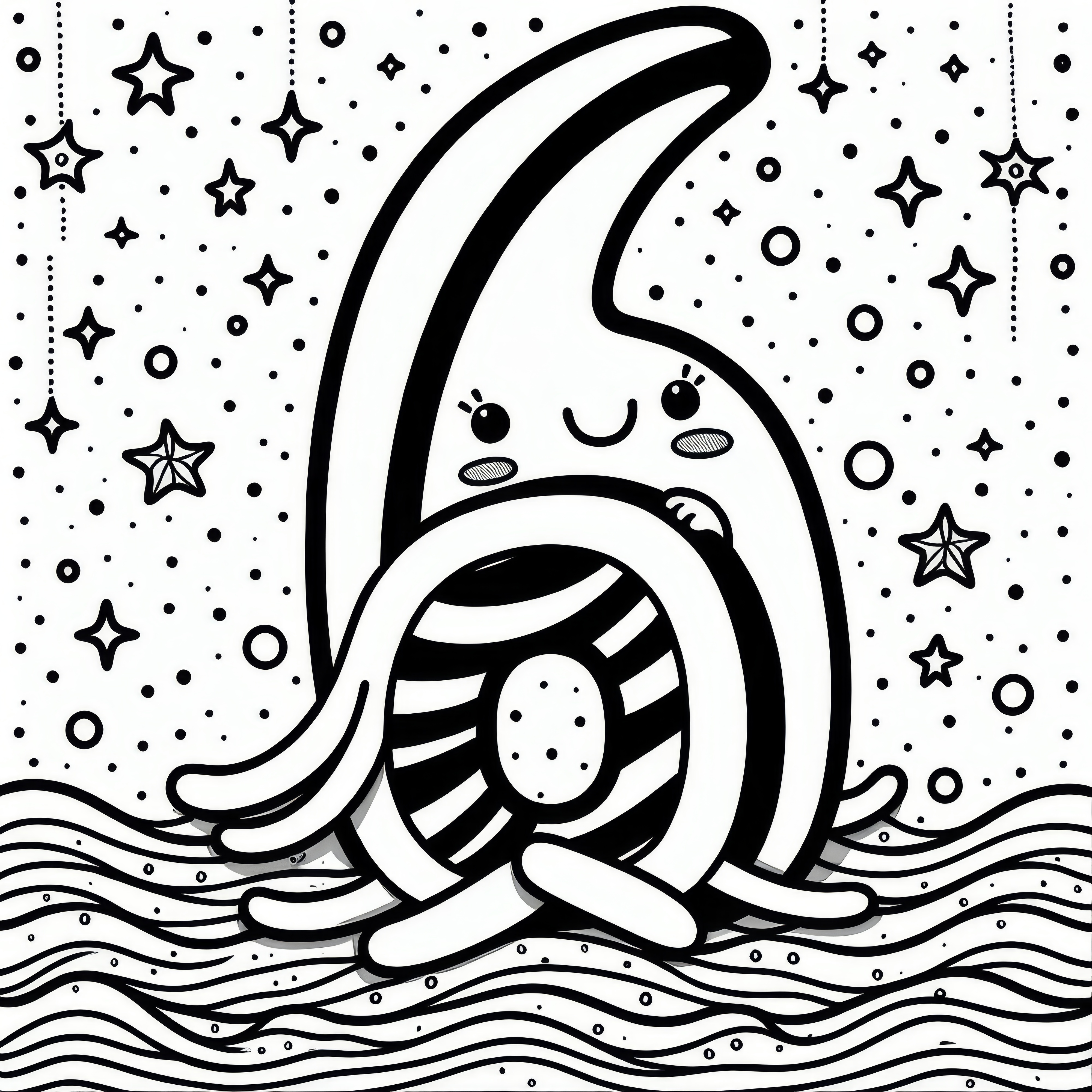 Nummer 6 in de glinsterende zee in juni: Kleurplaat om te downloaden (Gratis)