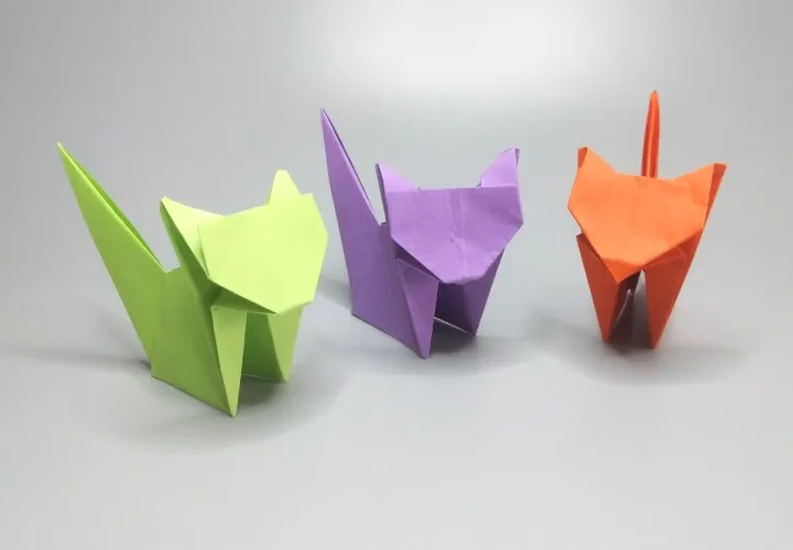 Gato de origami: Instruções para dobrar em papel