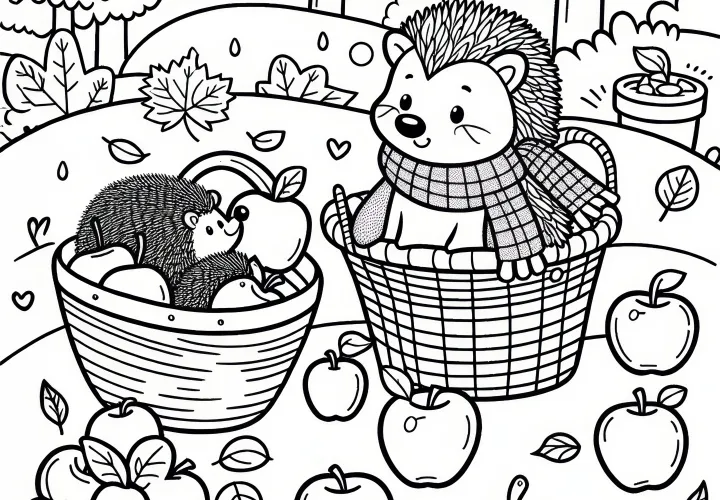 Egel verzamelen voorraden voor de winter: Kleurplaat oktober (Gratis)