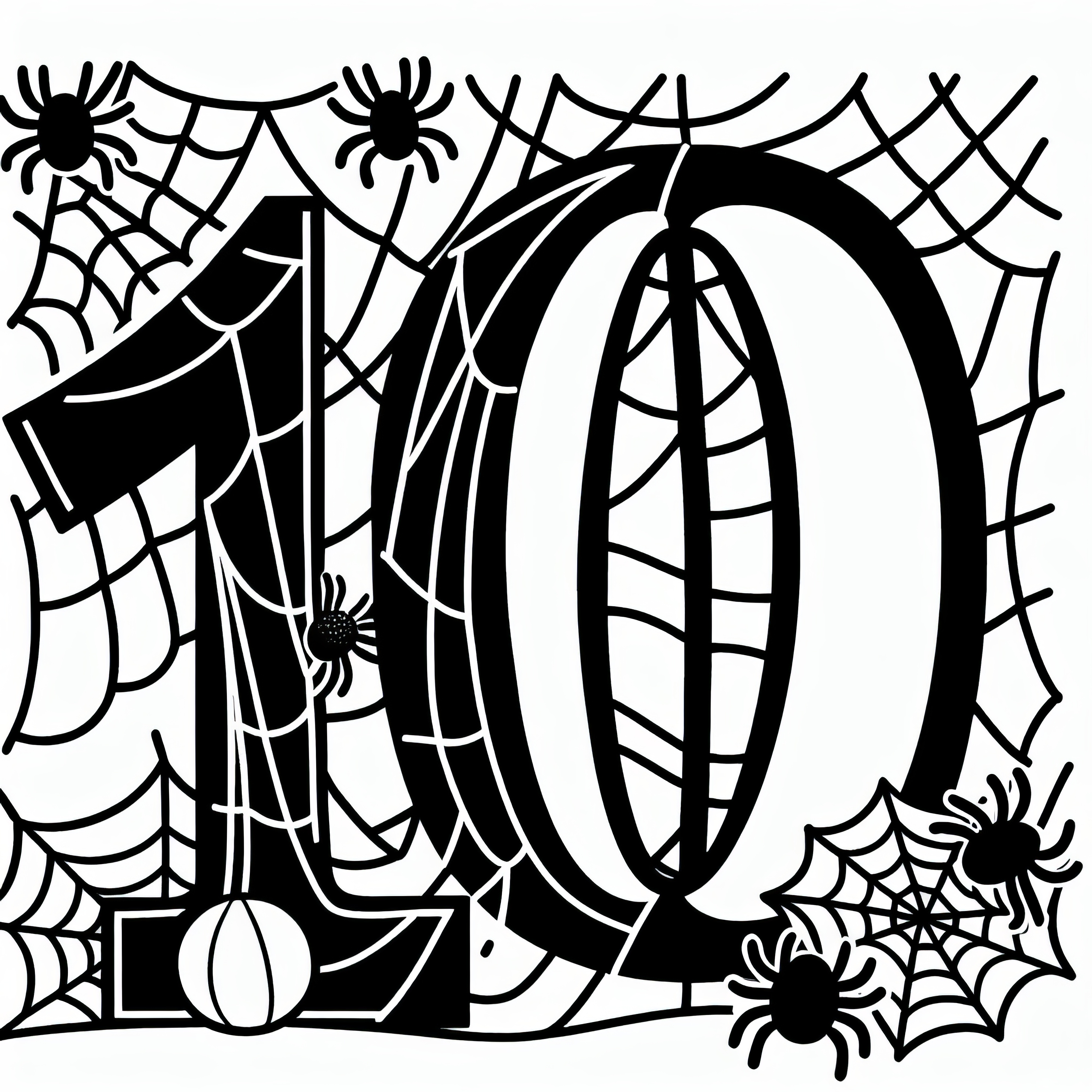 Number 10 with spiderwebs in October: Coloring page available for free download