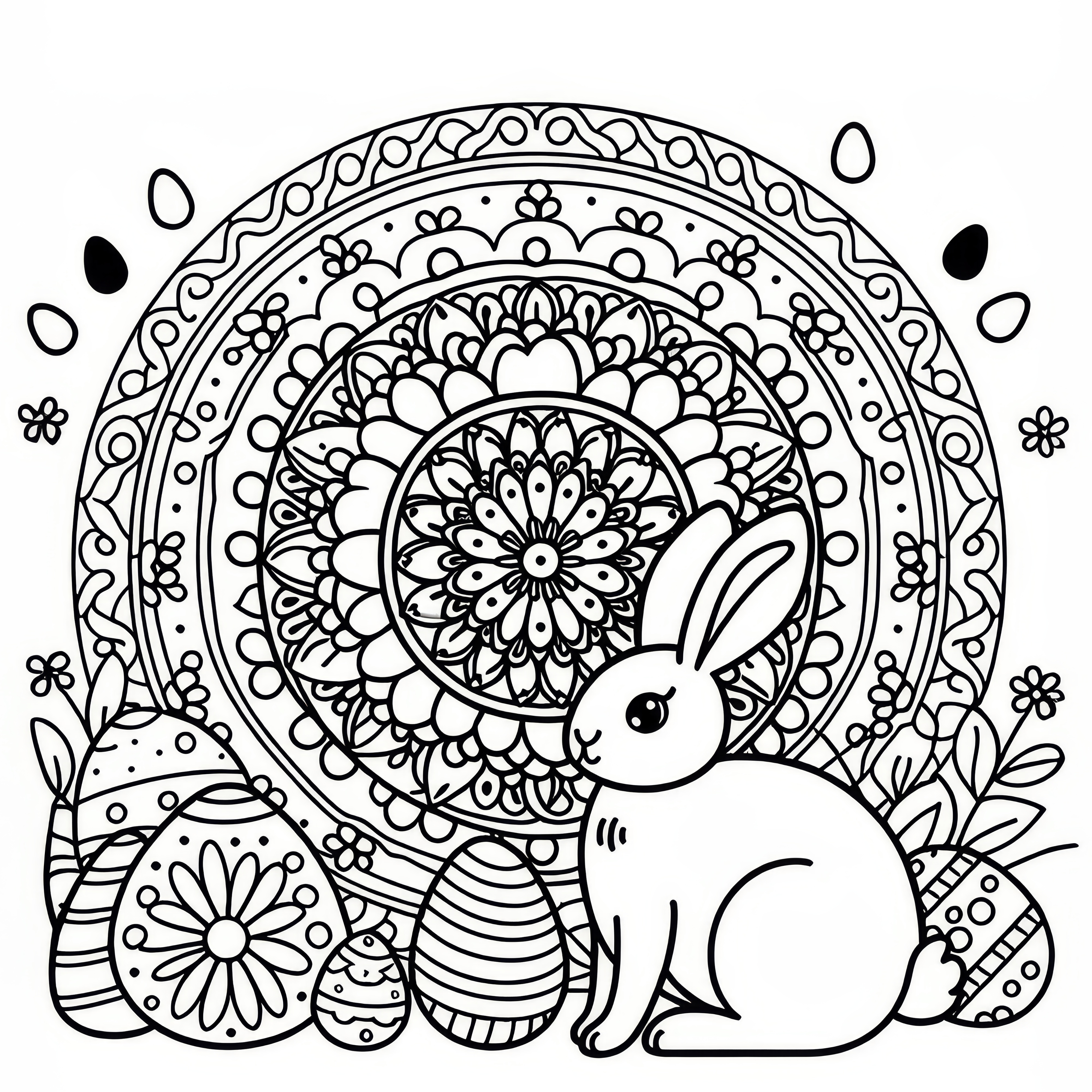 Mandala de Páscoa com coelhinho da Páscoa: imagem para colorir a descarregar (gratuito)