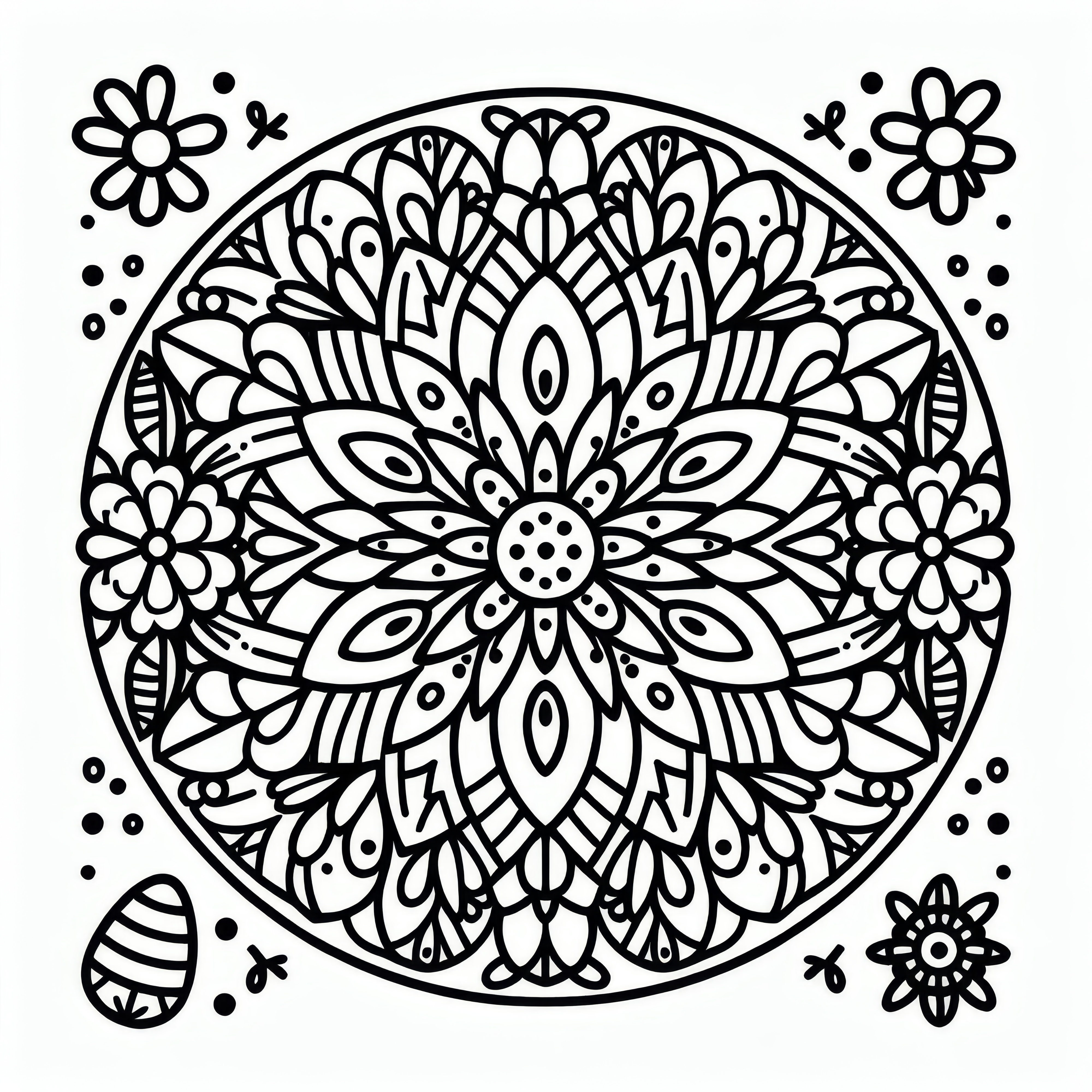 Mandala with spring flowers for Easter coloring (Free)
