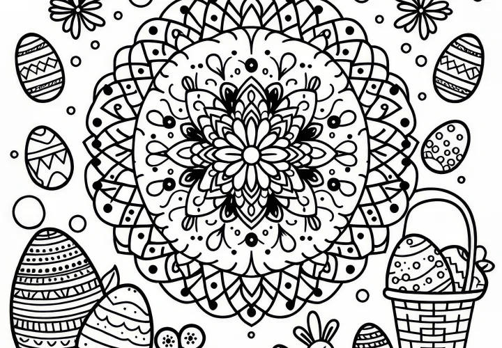 Velykų mandala: nemokamas spalvinimo puslapis