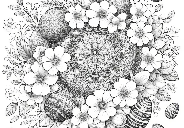 Mandala su pavasario gėlėmis Velykoms: spalvinimo paveikslėlis, kurį galima atsisiųsti (nemokamai)