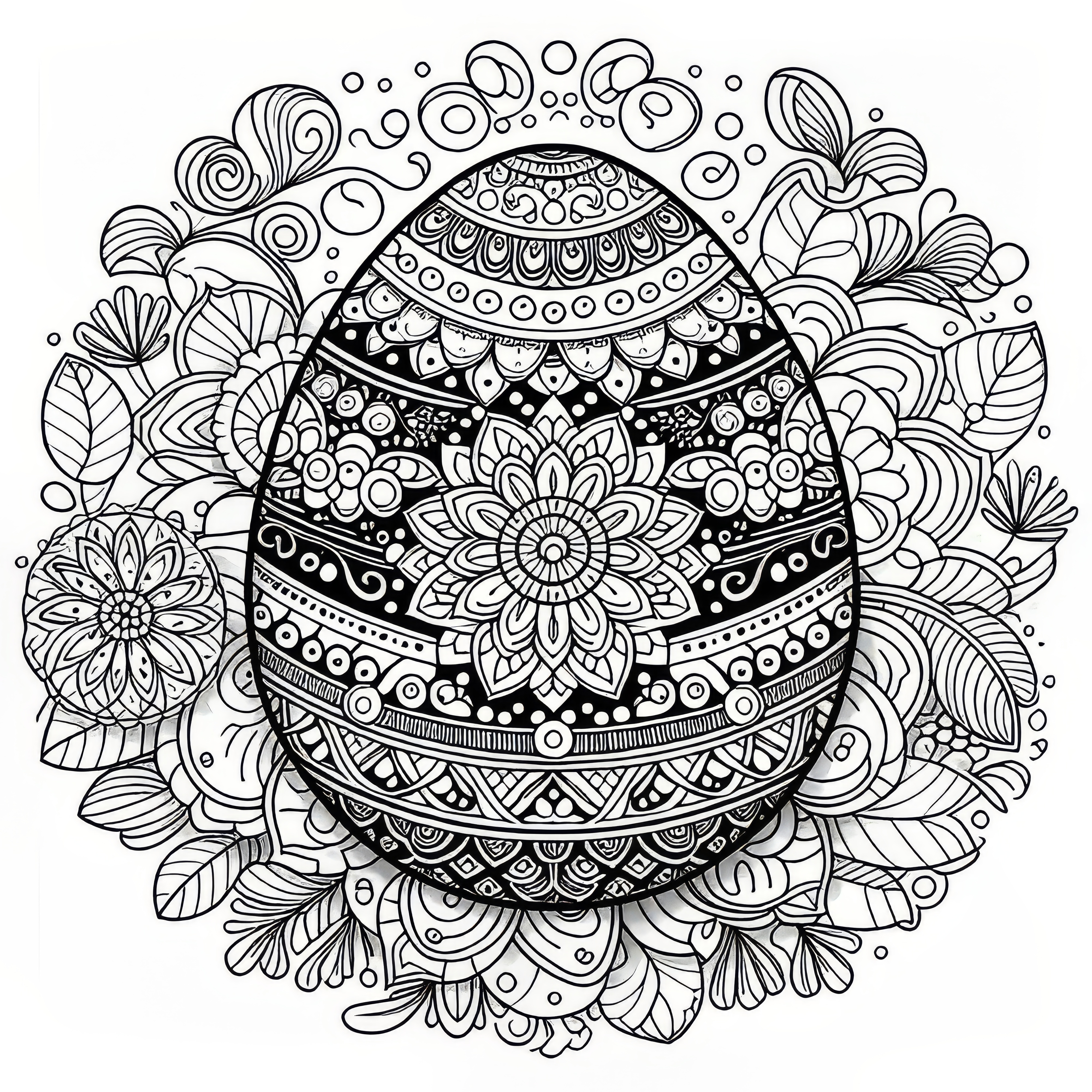 Mandala s bohatě zdobeným velikonočním vajíčkem jako omalovánka (Zdarma)