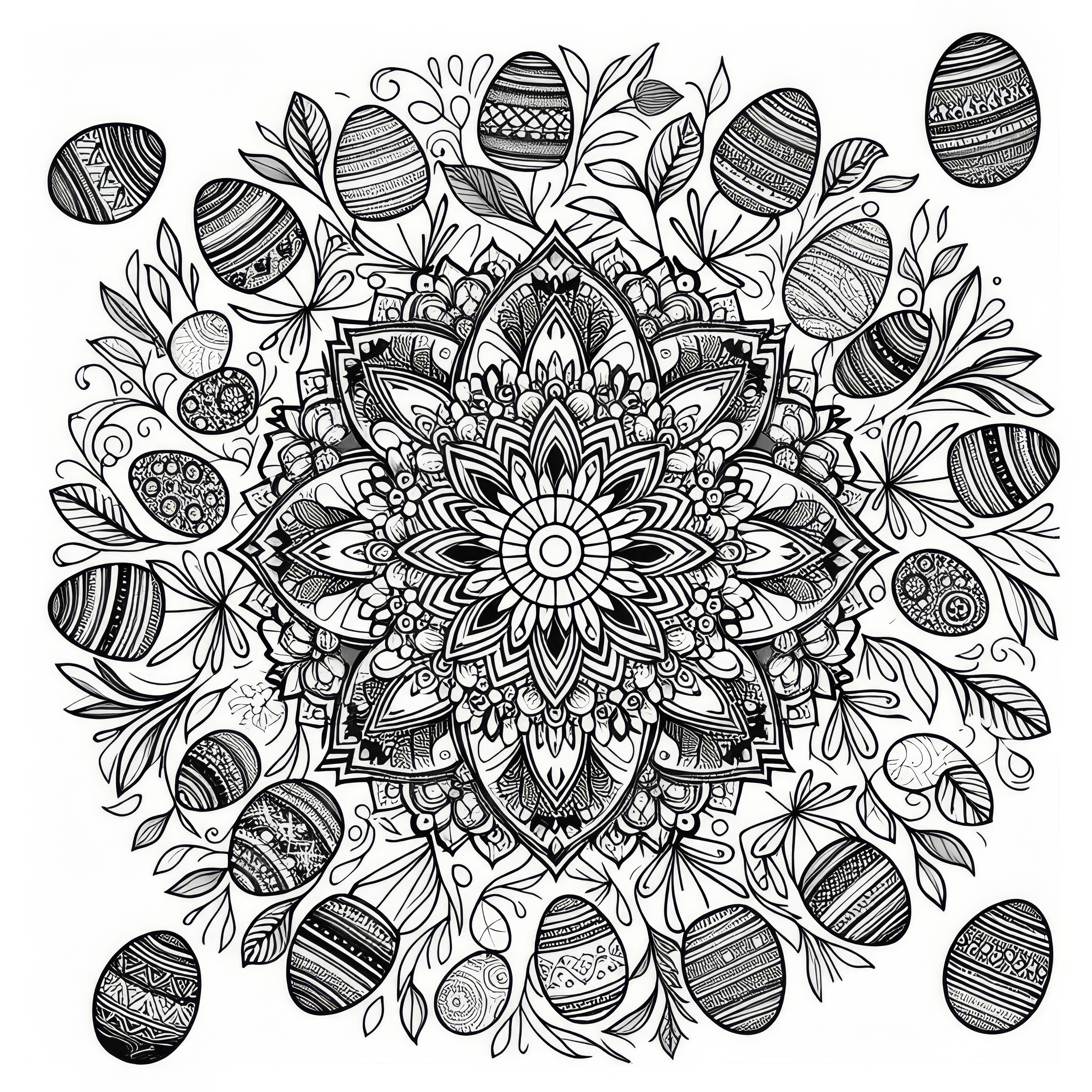 Mandala s množstvom vajíčok: Obraz na vymaľovanie na stiahnutie (Zadarmo)