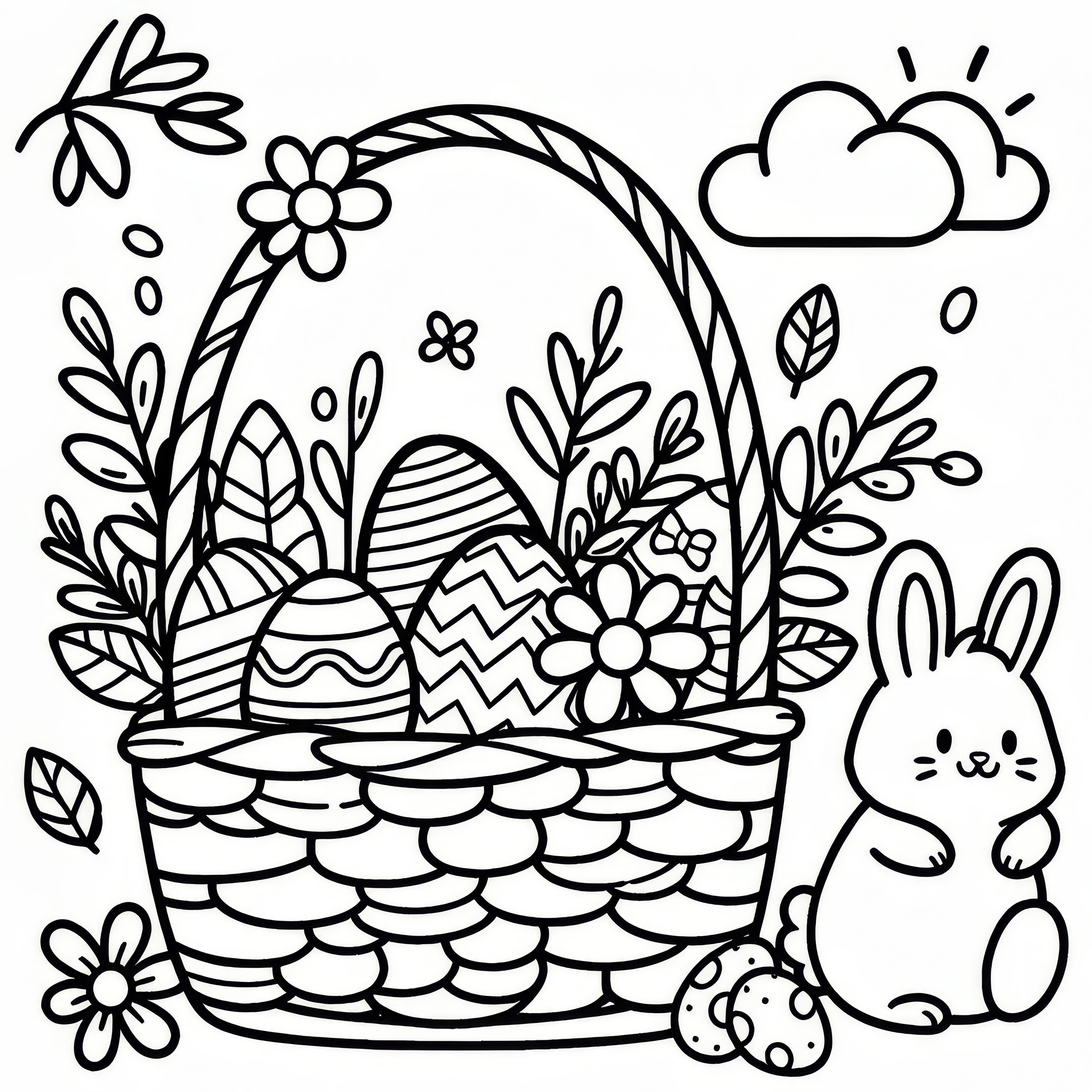 イースターの巣のぬり絵（無料）