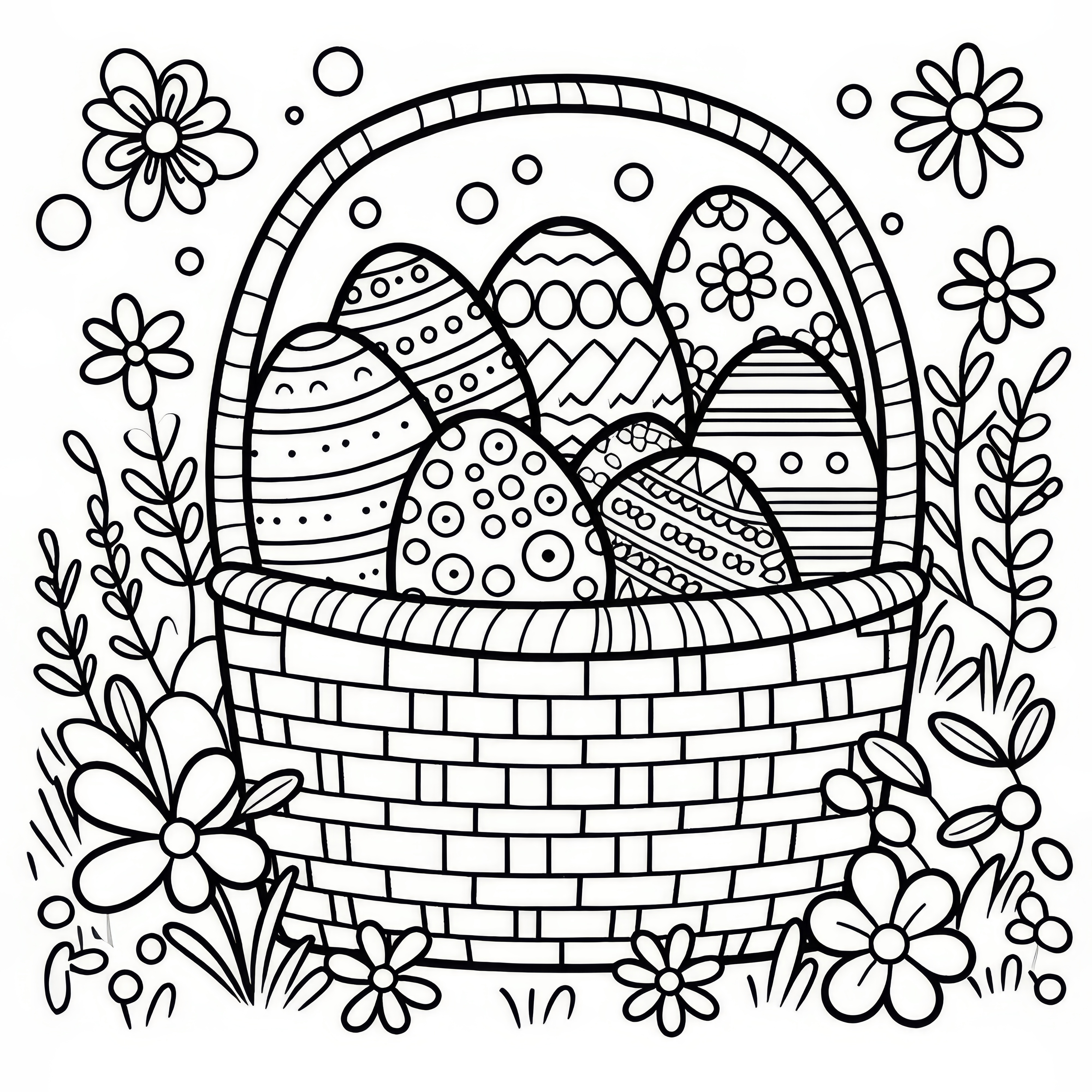 Easter nest in the flower meadow: Free coloring page