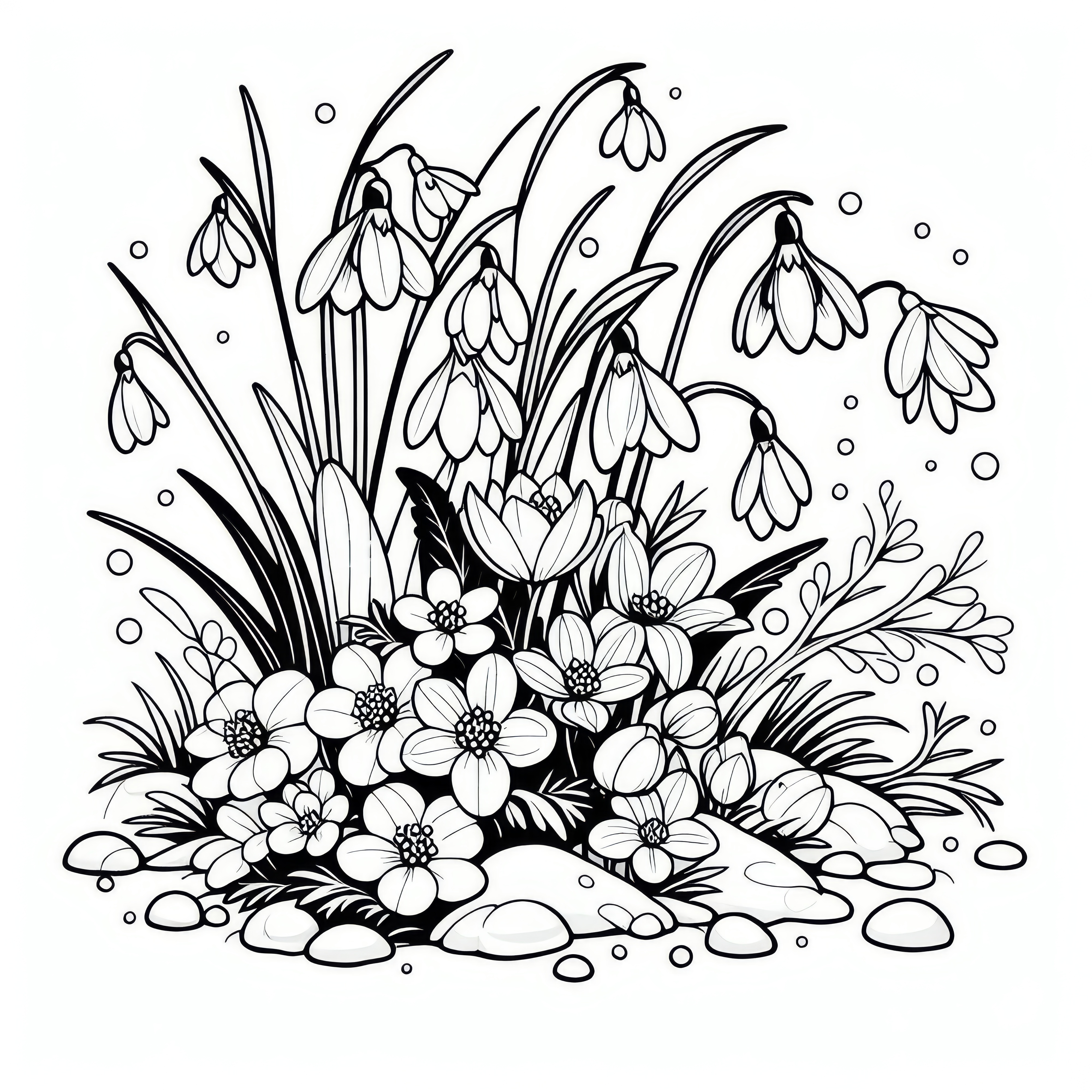 Snowdrops in February: Free coloring page