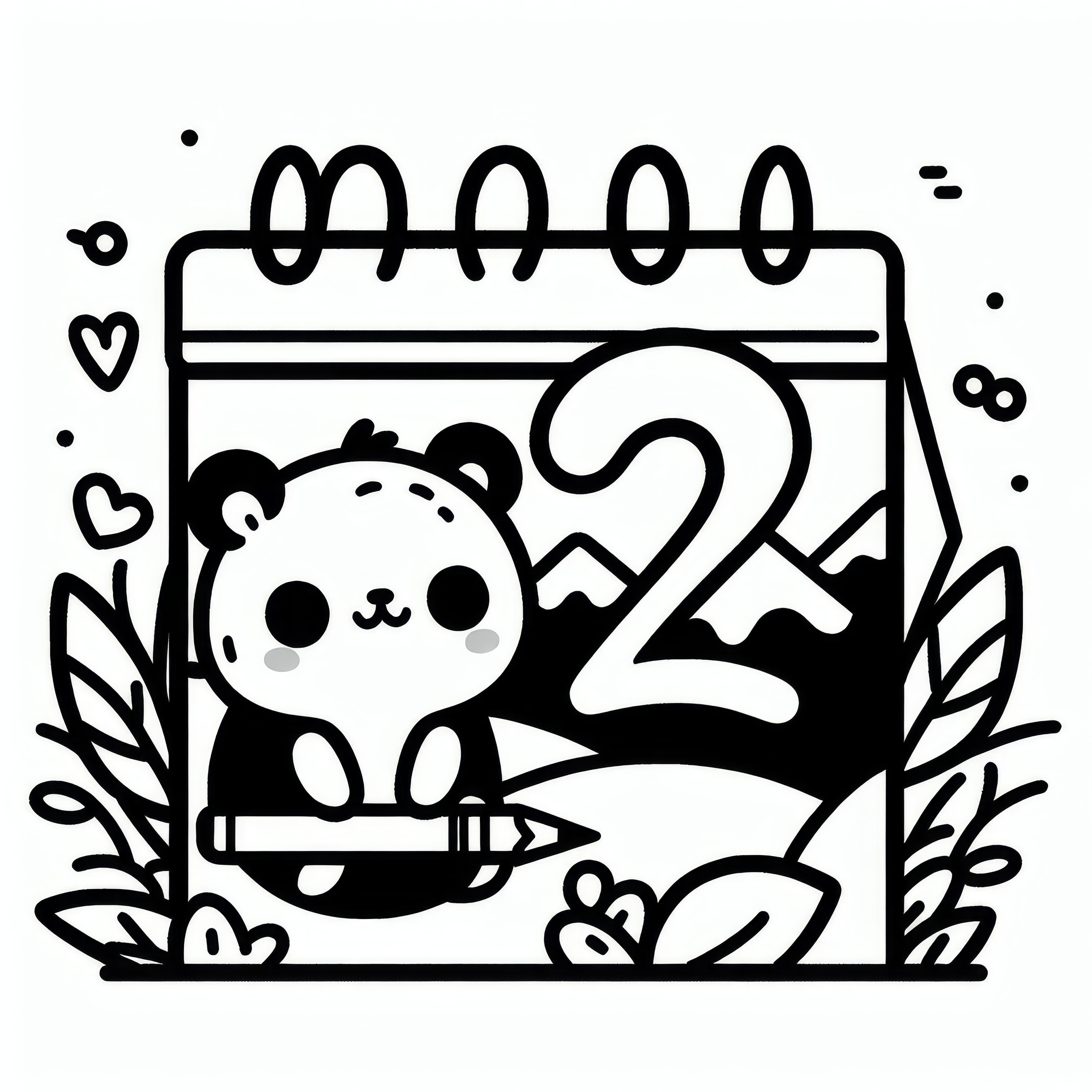 Calendar sheet February as a free coloring template: A creative highlight