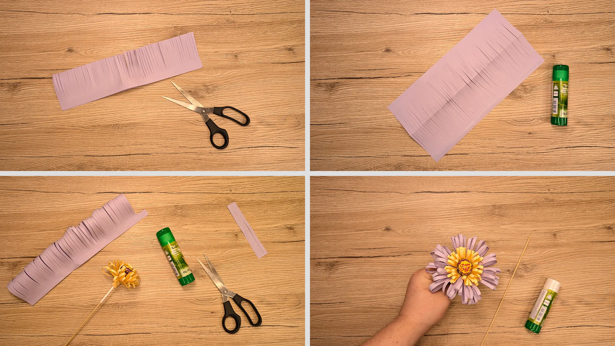 Paper flower with lollipop: step-by-step guide with photos and description. The picture 5