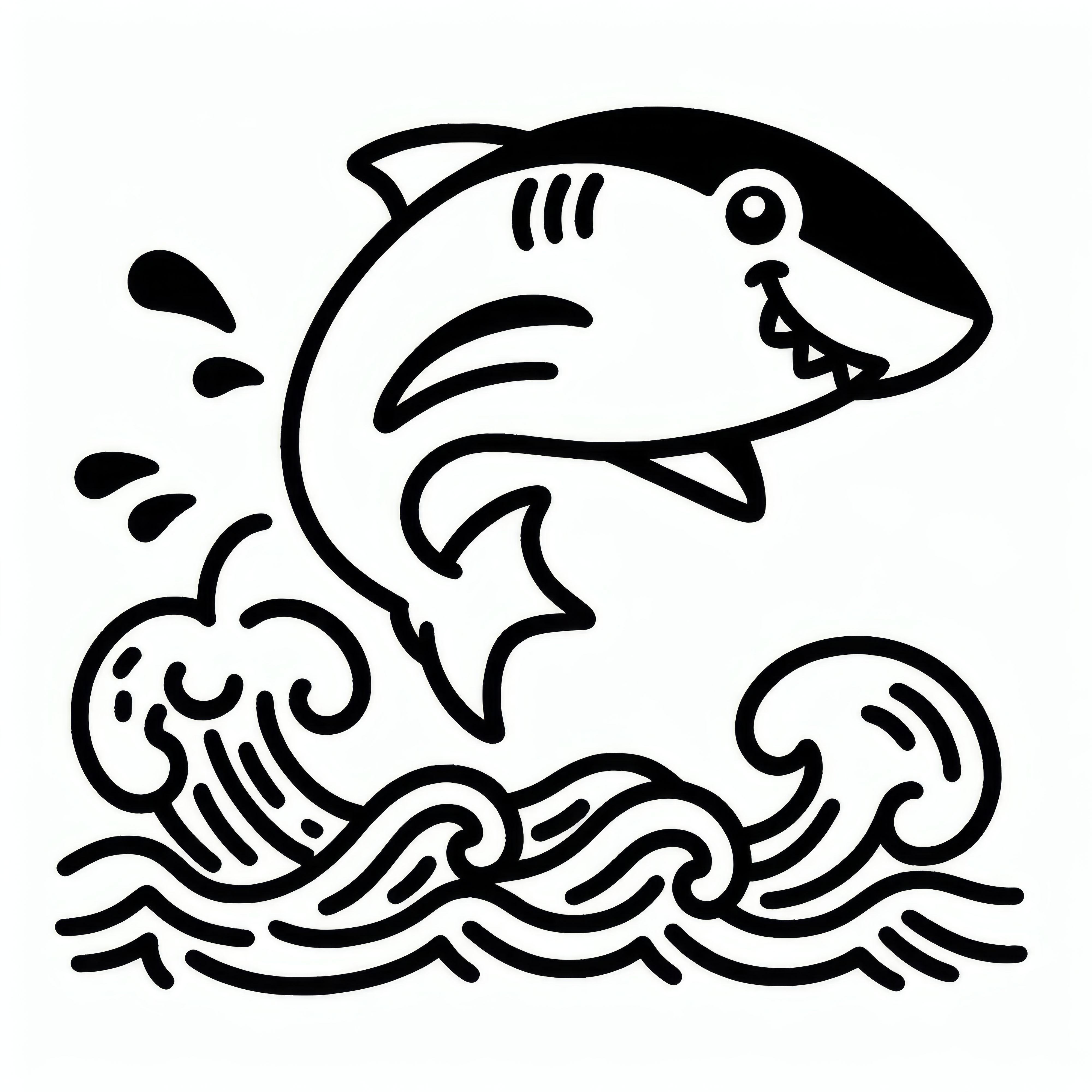 Shark jumps out of water: Free coloring page