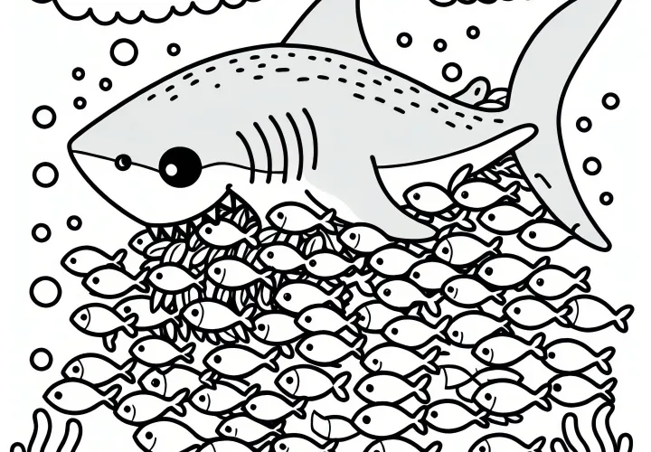 Hai caza peces: Imagen para colorear gratuita