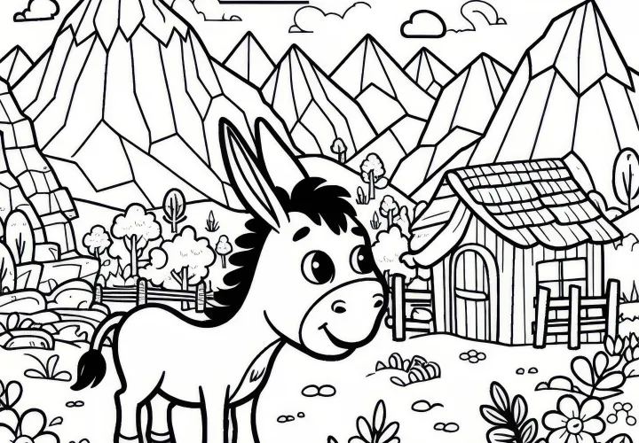Dibujo para colorear de burro para descargar (Gratis)
