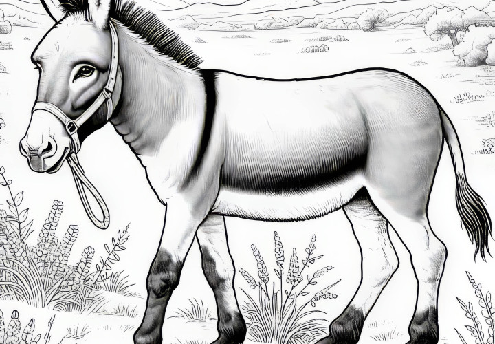 Gerçeğe yakın eşek boyama sayfası (Ücretsiz) Gerçekçi Eşek Boyama Sayfası (Ücretsiz)