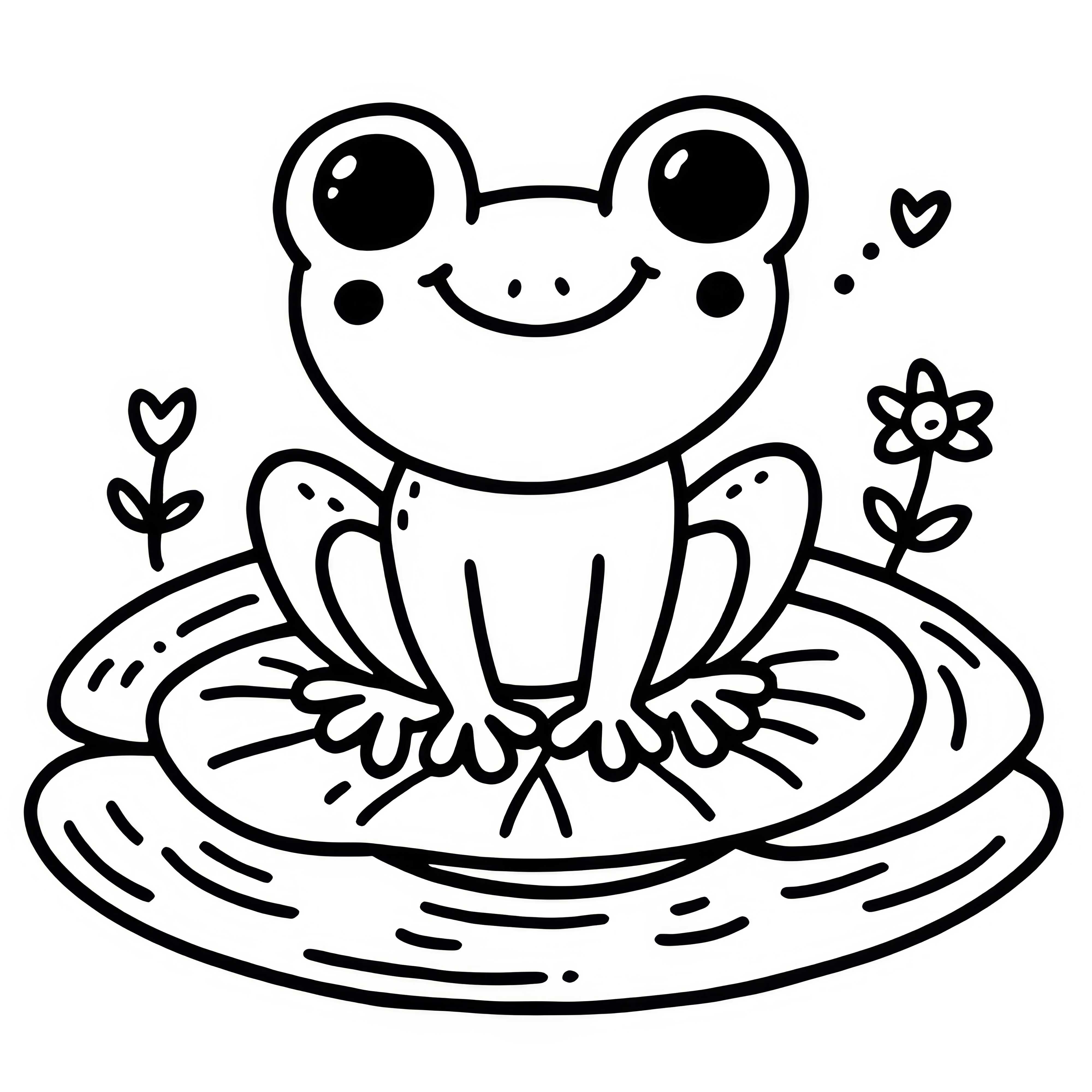 Frog on Lily Pad: Coloring Page to Download (Free)