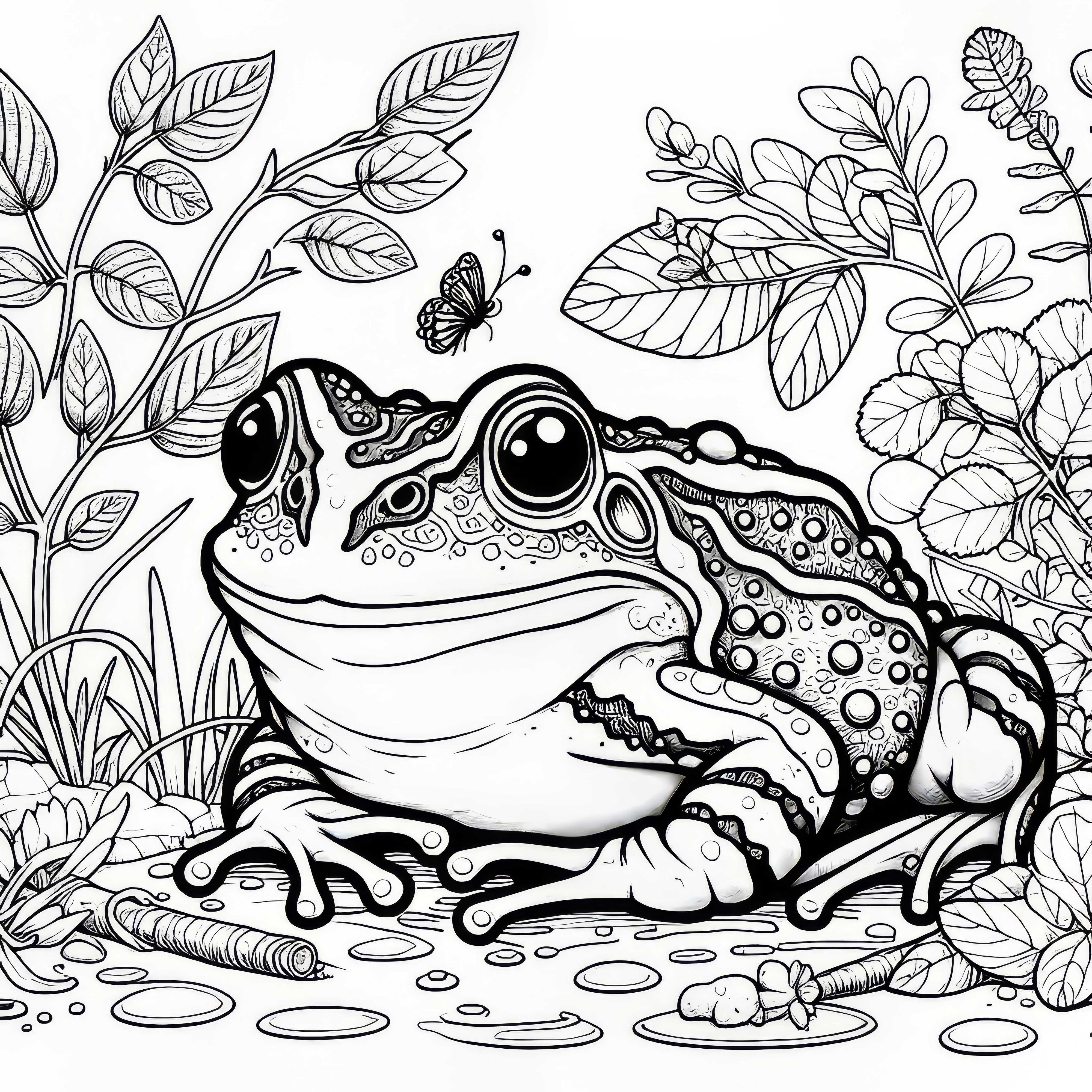 Coloring page of a frog: Detailed & free