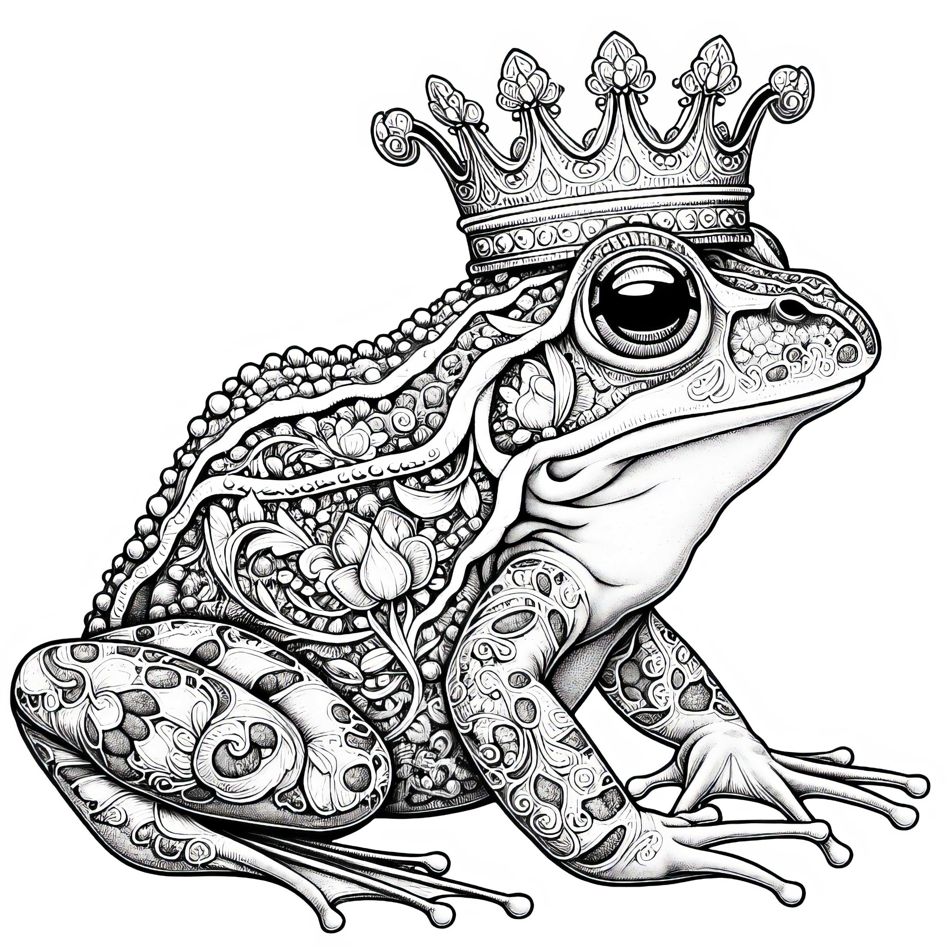 Frog with Crown: Coloring Page to Download (Free)