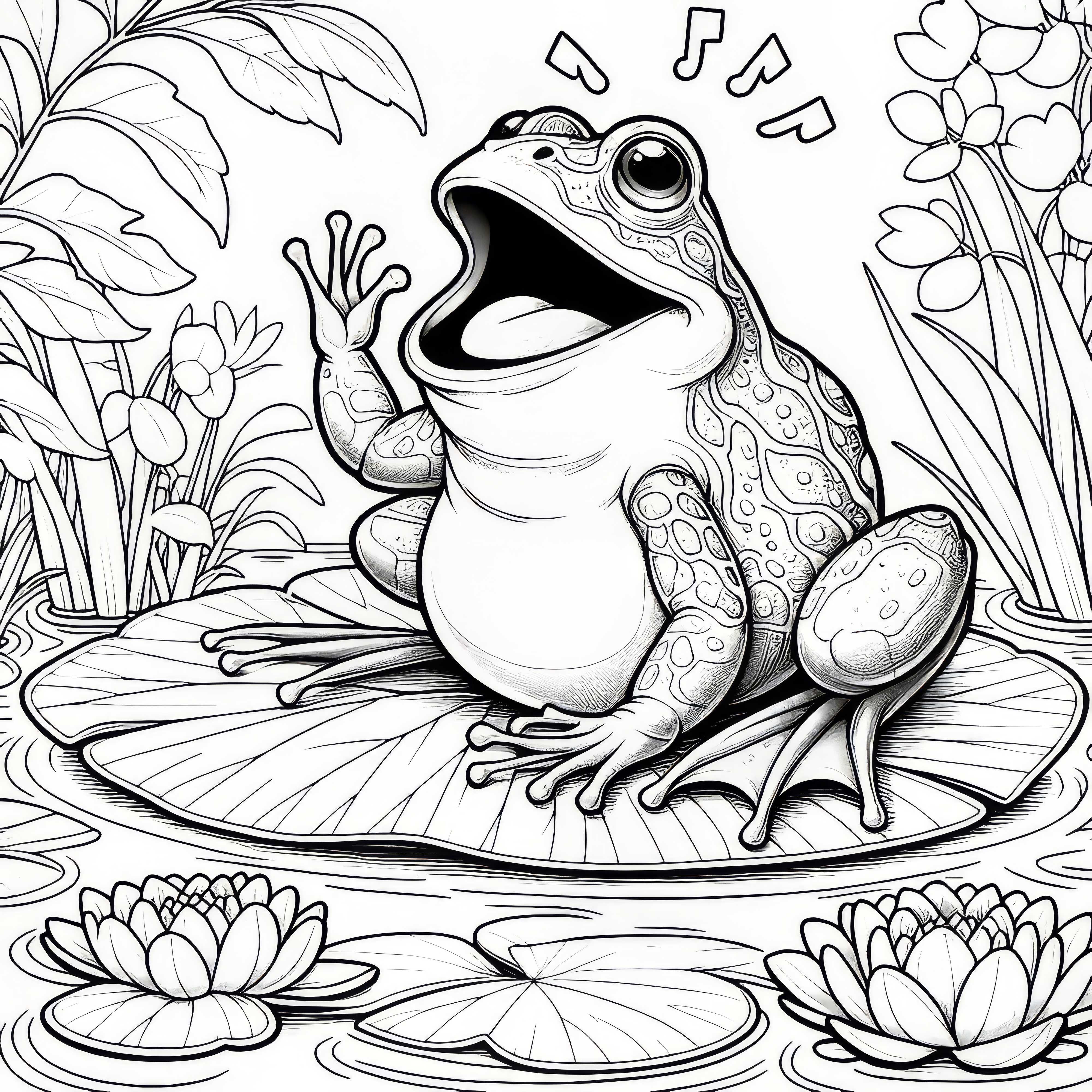 ### Frog on Lily Pad - Coloring Page for Printing or Online Coloring