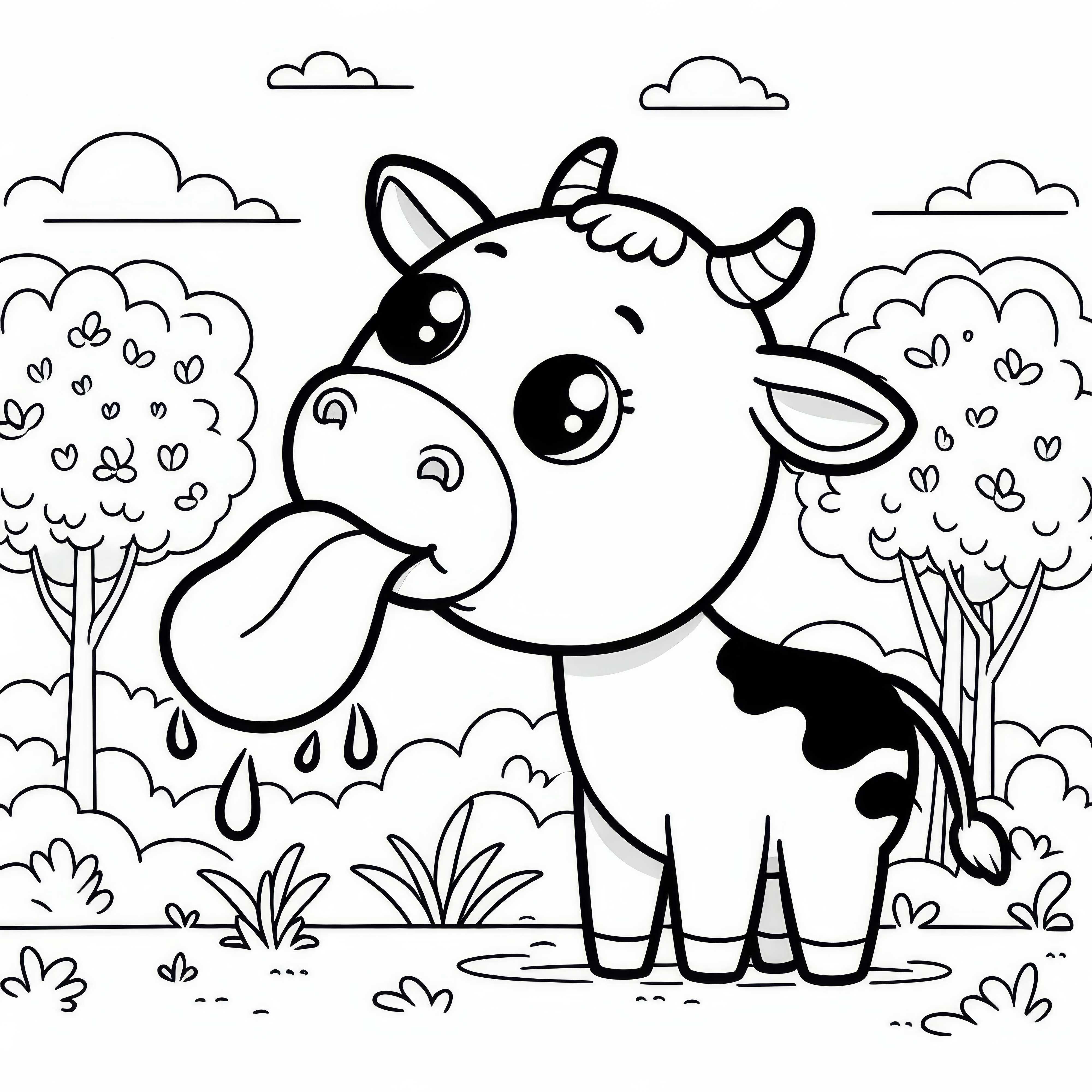 Vaca saca la lengua: Plantilla de dibujo fácil (Gratis)