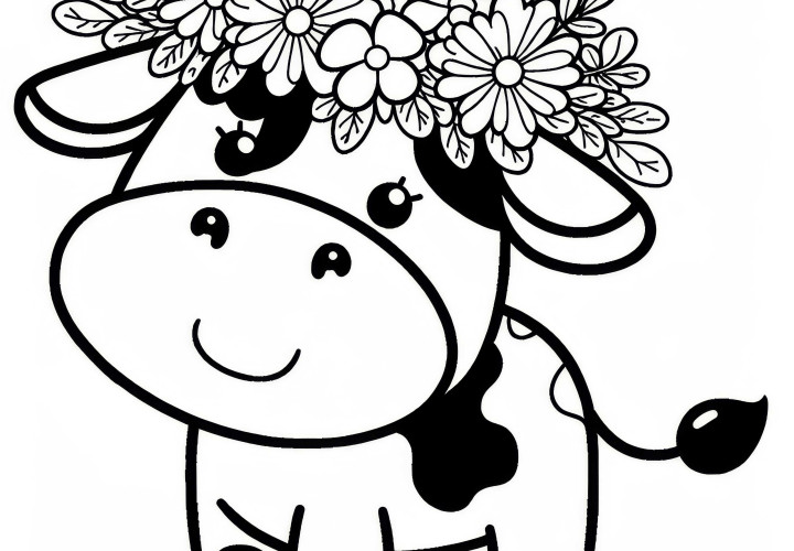 Dibujo para colorear de una vaca: Fácil y disponible para descargar gratis Dibujo para colorear de una vaca: Fácil y disponible para descargar gratuitamente
