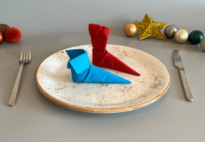 Botas de servilletas para Navidad: instrucciones con fotos y video