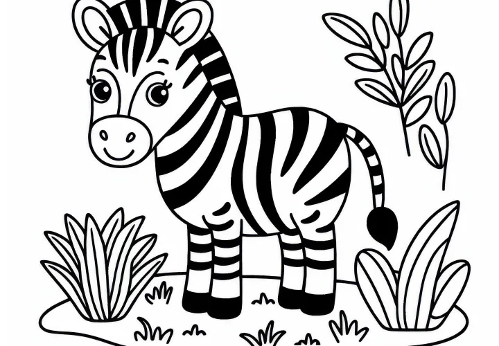 Imagen para colorear de cebra para descargar (Gratis)