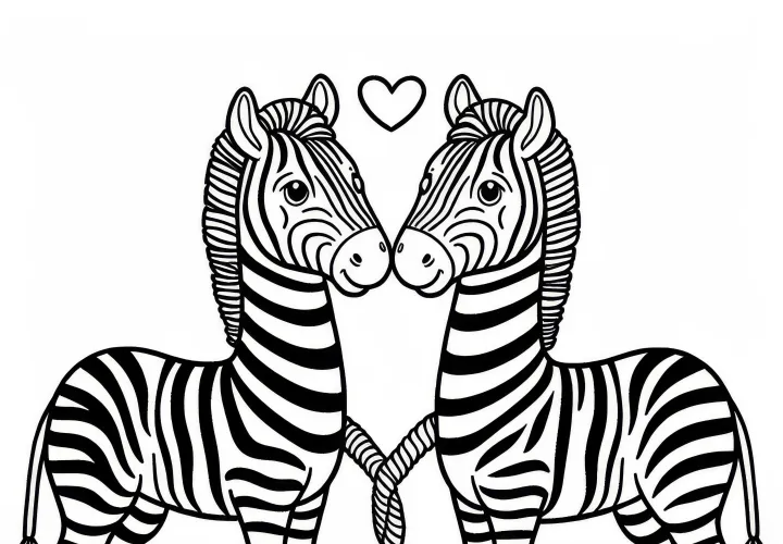 Dos cebras están una al lado de la otra: Imagen para colorear para descargar (Gratis)