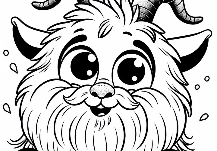 Grappige Geit met Baard: Eenvoudige Kleurplaat (Gratis)