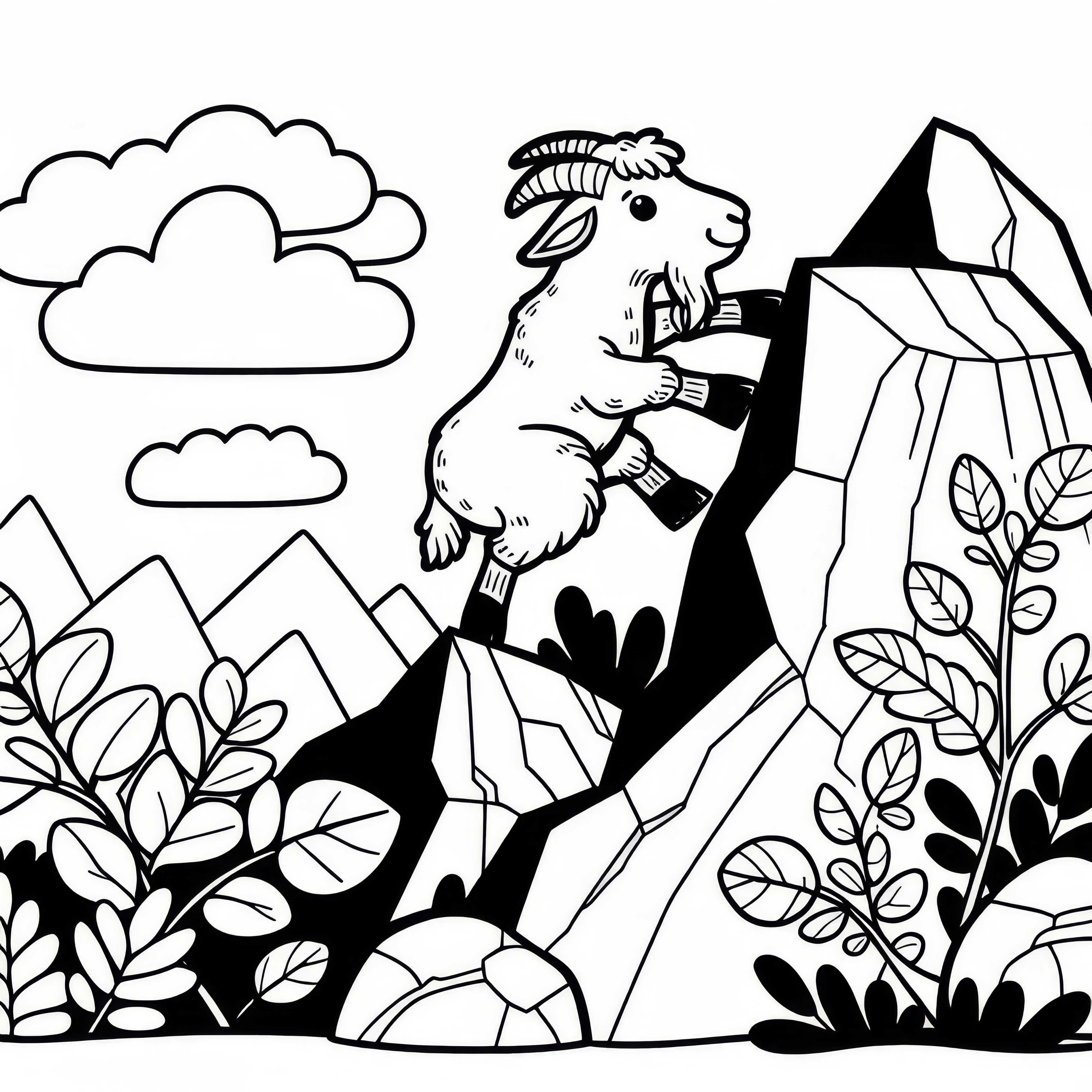 Una cabra sube por rocas empinadas: Dibujo para colorear gratis