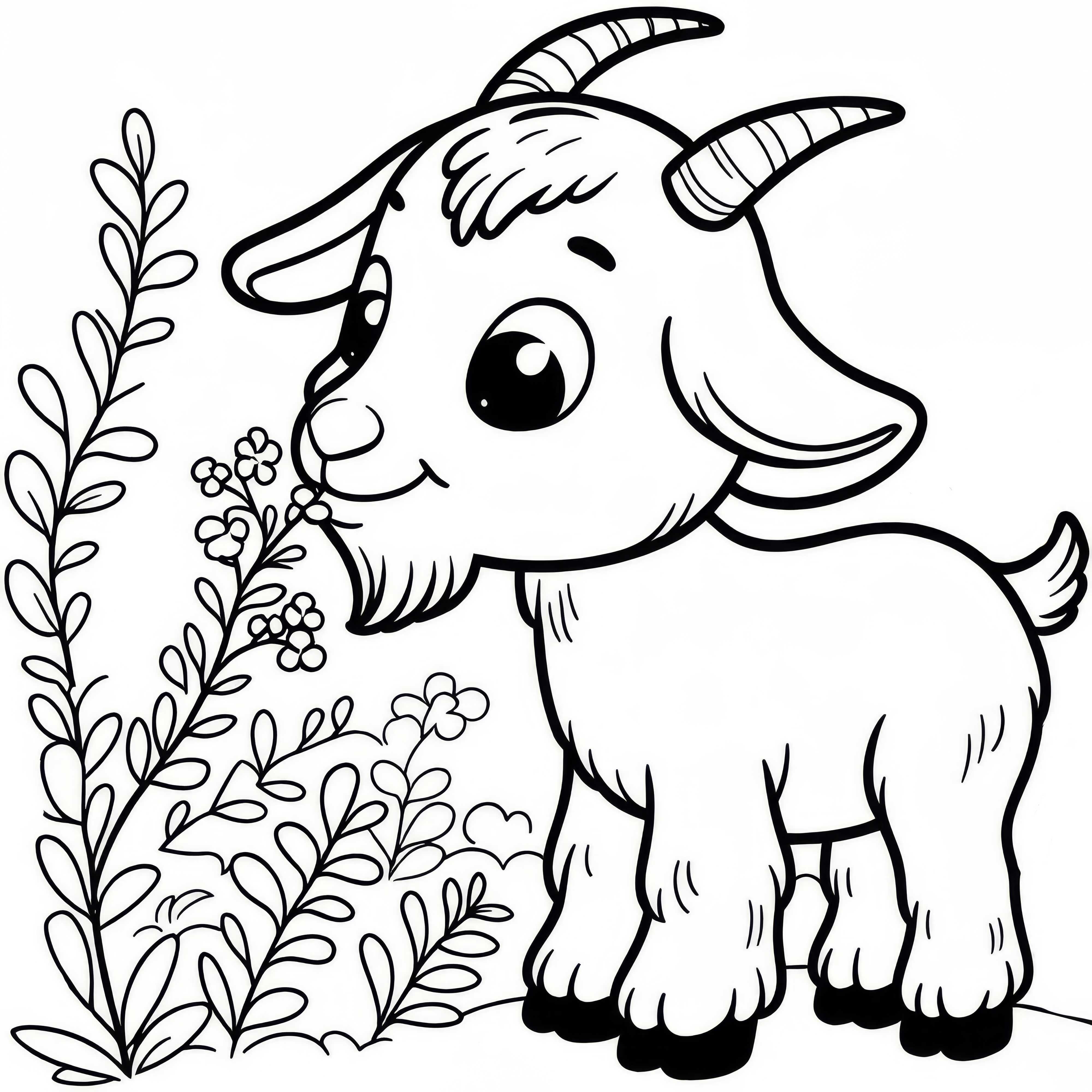 Cabra mordisqueando un arbusto: Plantilla de dibujo fácil (Gratis)