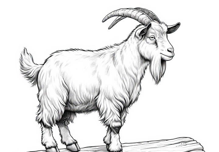 Cabra sobre tronco de madera: Imagen para colorear para imprimir (Gratis) Cabra sobre tronco de madera: Dibujo para colorear para imprimir (Gratis)