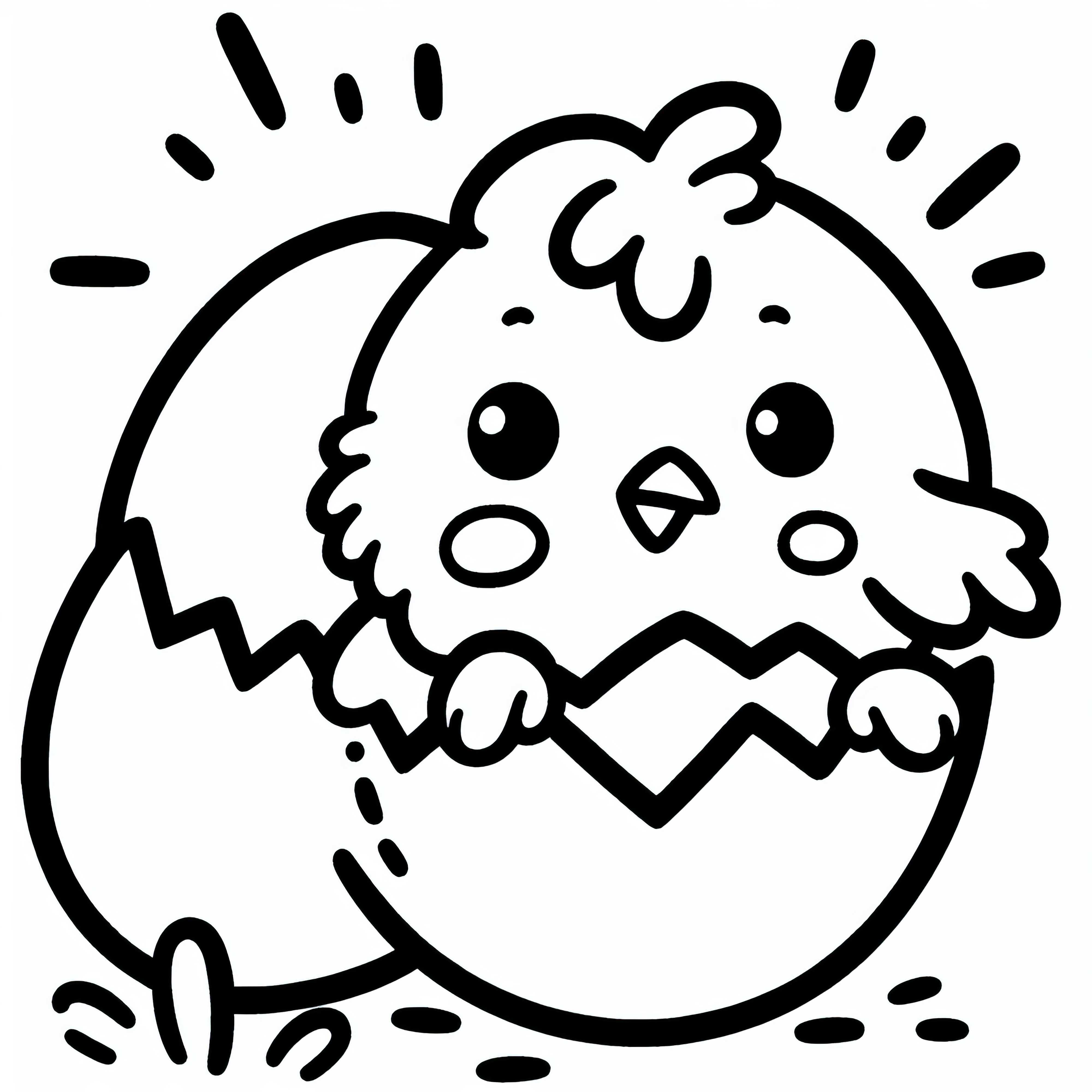 El polluelo sale del huevo: Plantilla de dibujo sencilla (Gratis)