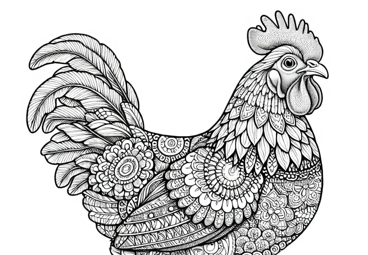 Dibujo para colorear de gallo: Descarga gratis