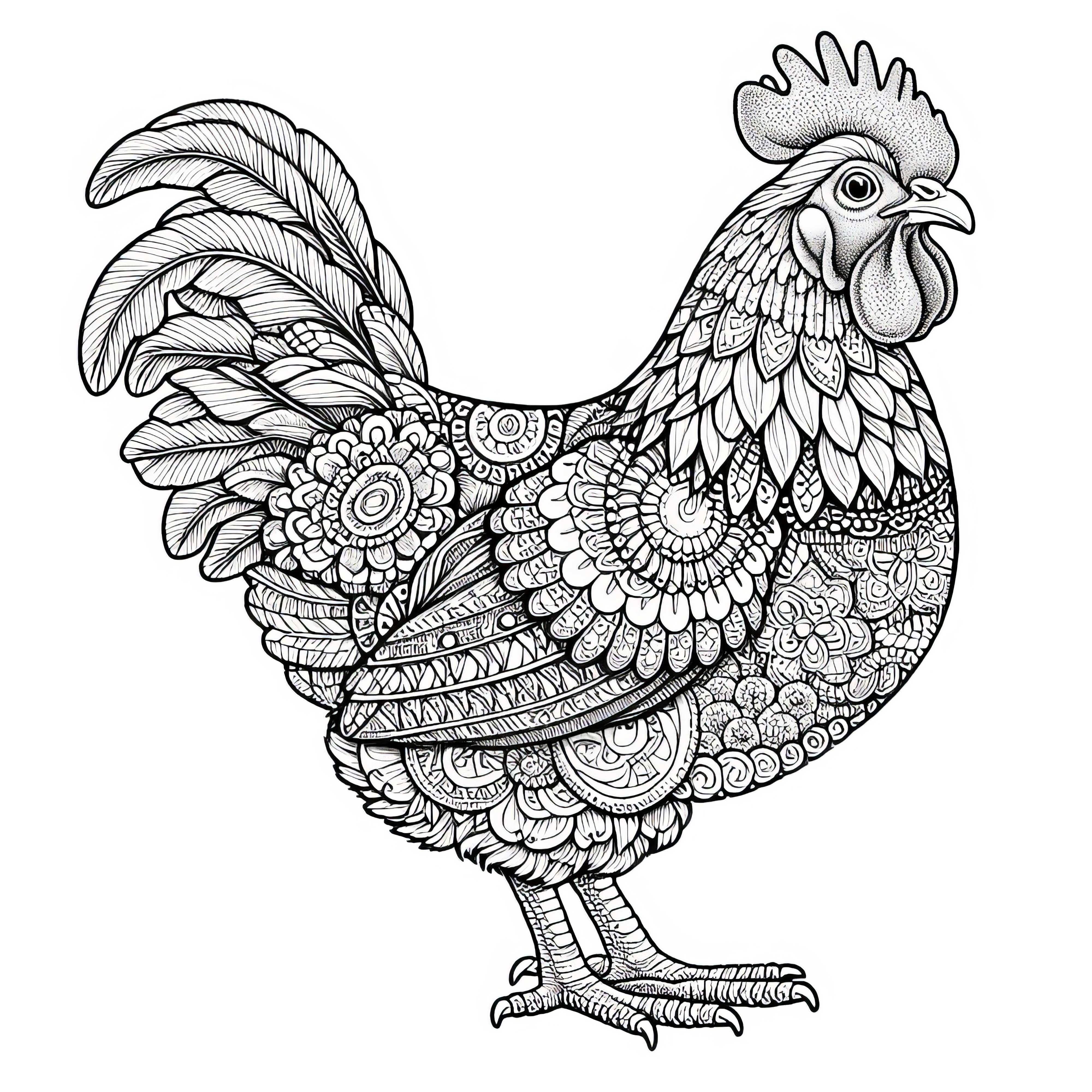 Dibujo para colorear de gallo: Descarga gratuita