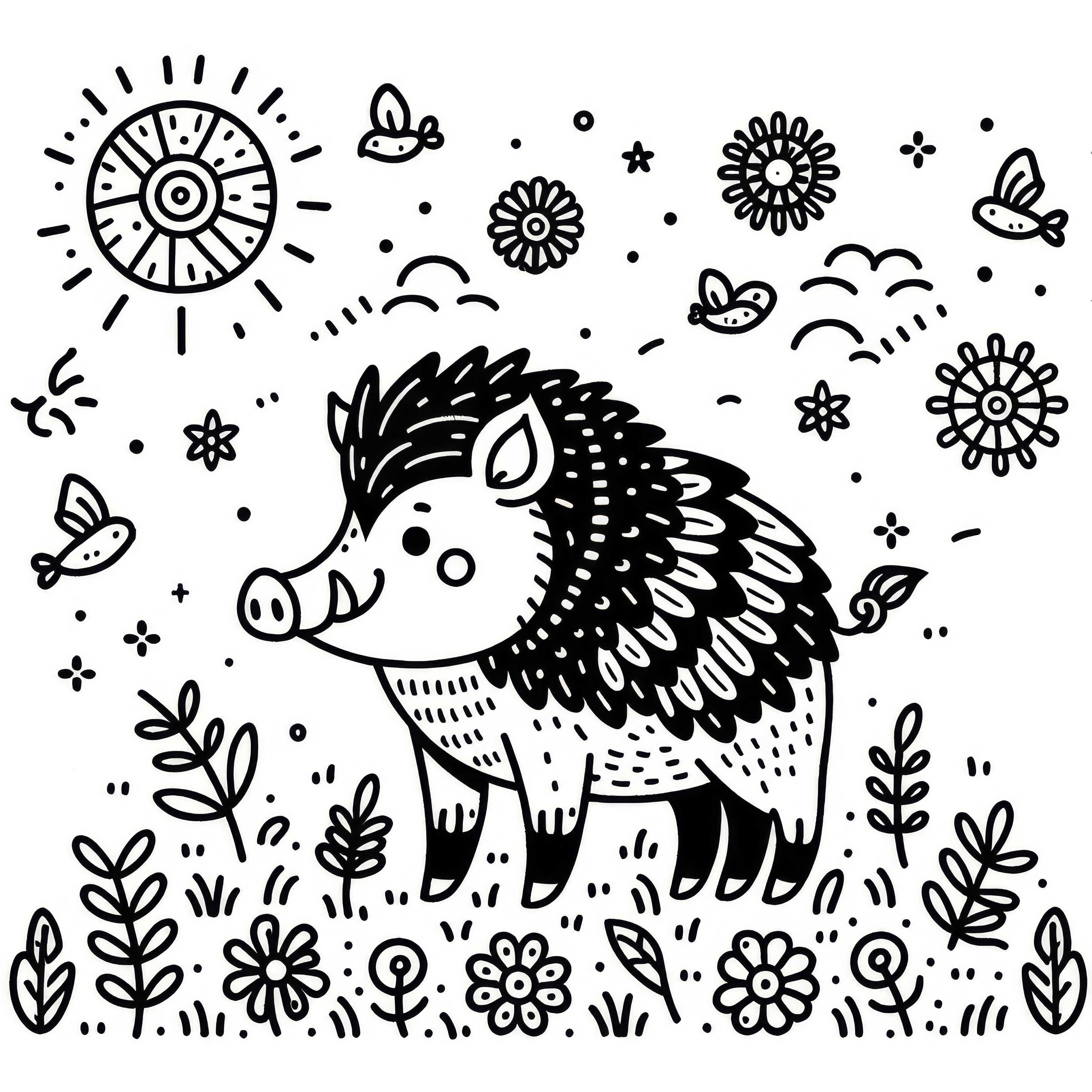 Wildschwein Ausmalbild zum Herunterladen (Kostenlos)