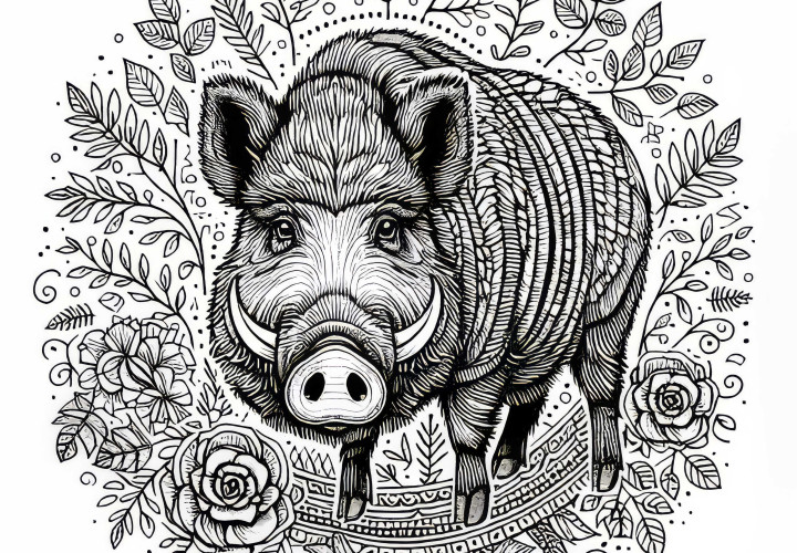 Wildschwein Ausmalbild: Detailreich und kostenlos