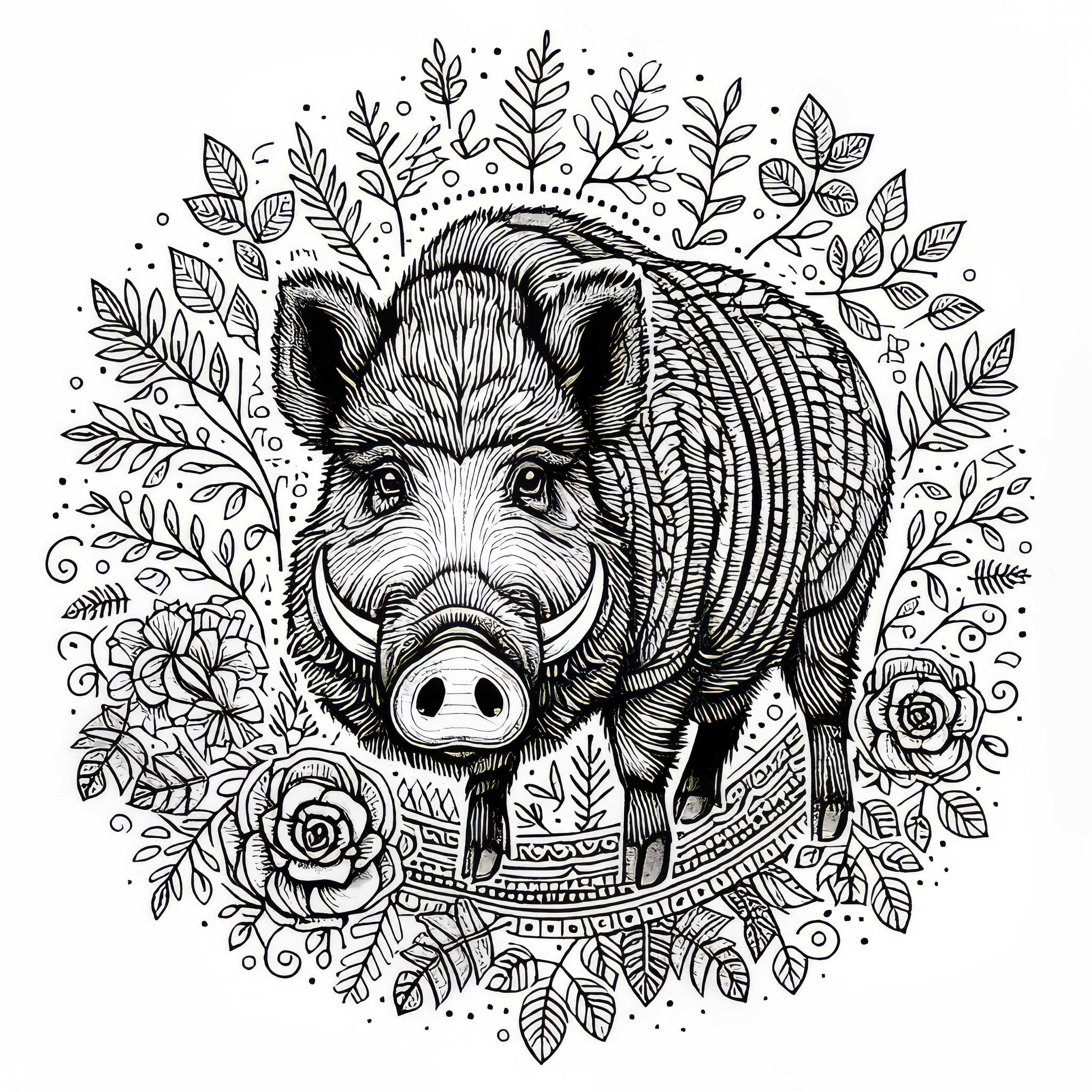 Wildschwein Ausmalbild: Detailreich und kostenlos
