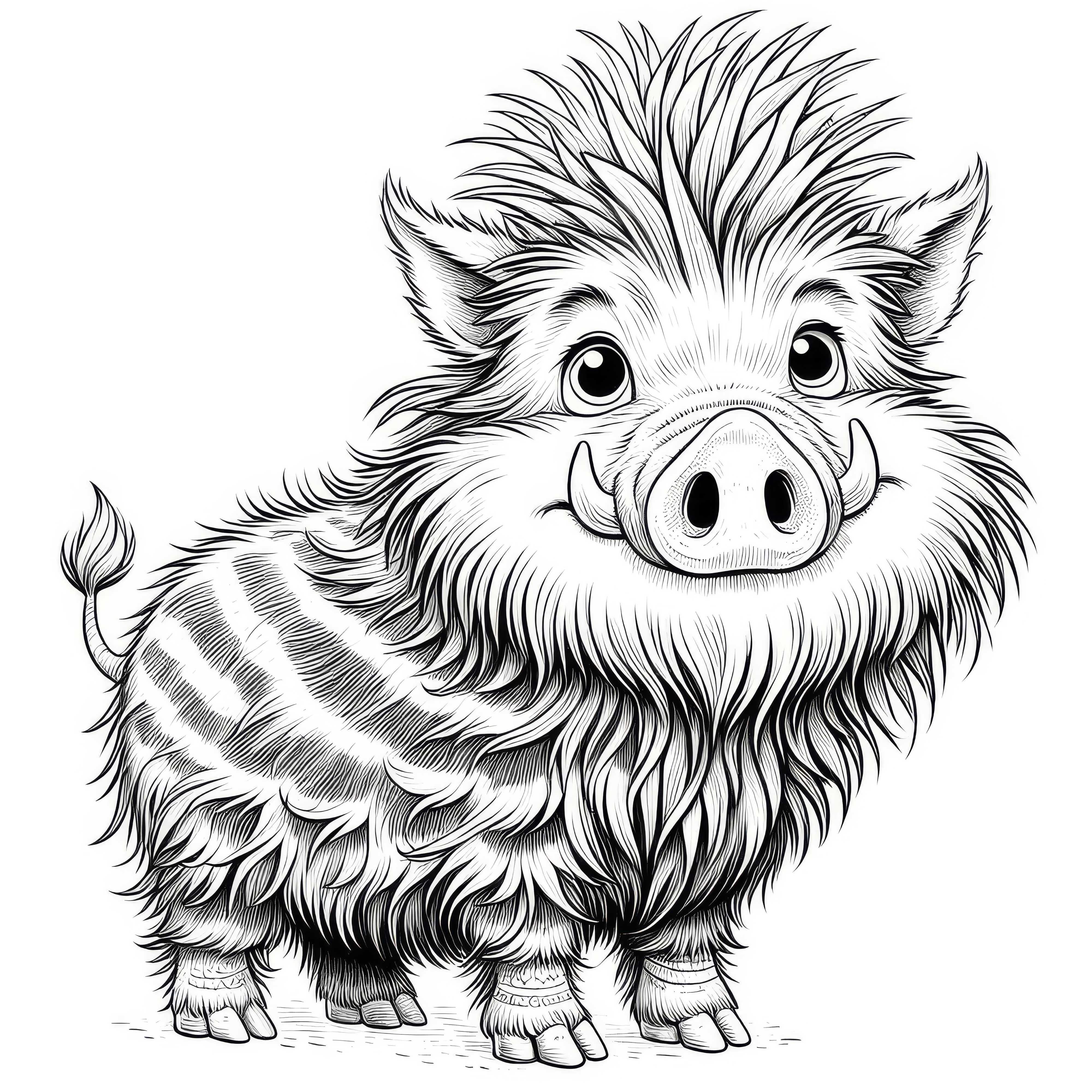 Wildschwein mit lustigem Blick und aufgestellten Borsten: Kostenloses Ausmalbild