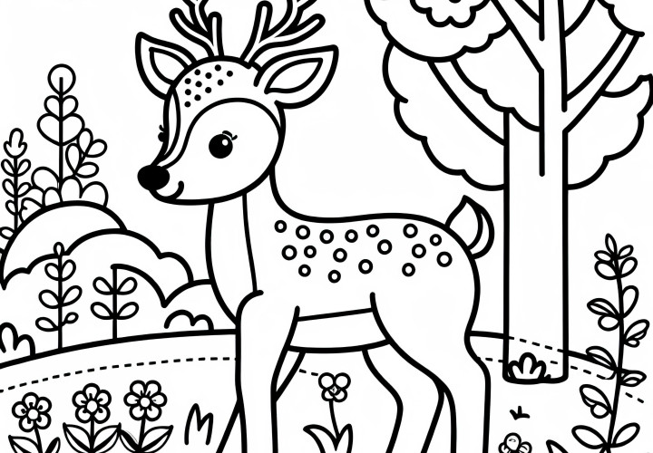 Petit cerf en tant qu'image à colorier : Téléchargement gratuit Petit cerf en dessin à colorier : Gratuit à télécharger