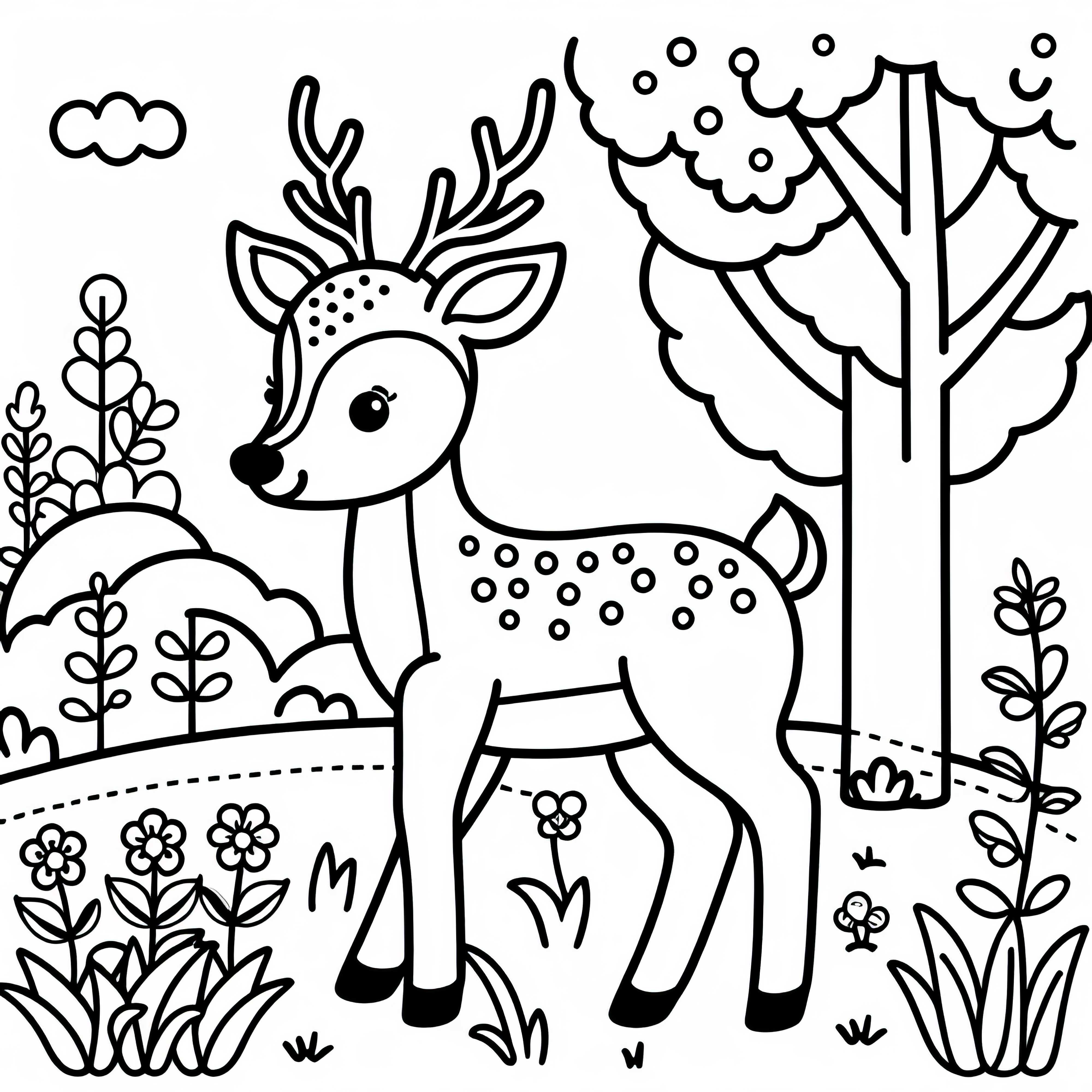 Piccolo cervo come disegno da colorare: Gratis da scaricare