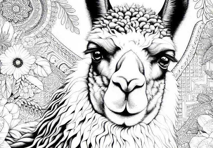 Desenho para colorir de lhama: Ricamente detalhado para download (Grátis) Desenho de Lama para Colorir: Rico em Detalhes para Baixar (Grátis)