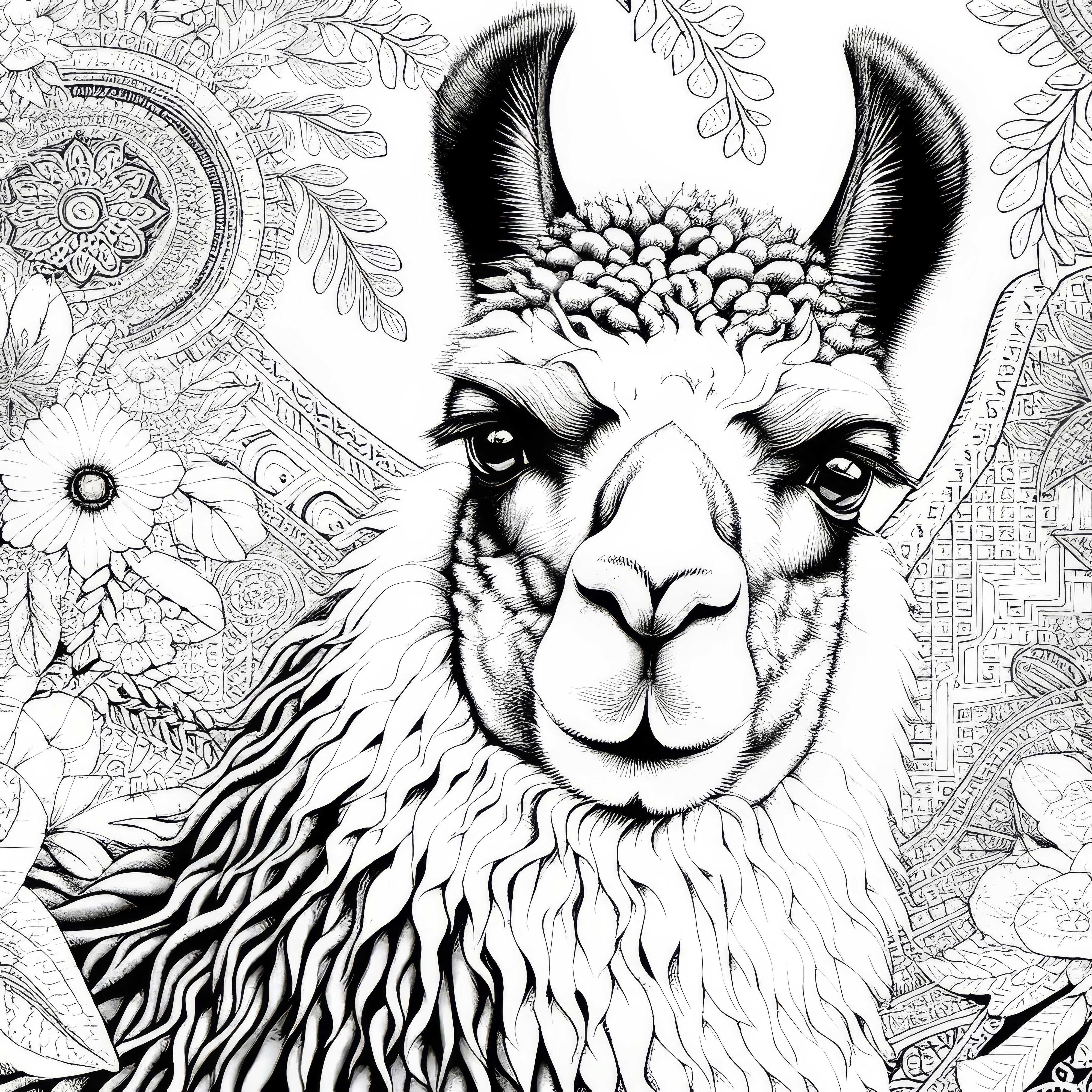 Desenho para colorir de lhama: rico em detalhes para download (grátis)