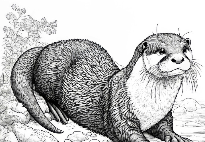 Desenho para colorir de uma lontra: Disponível para download gratuito